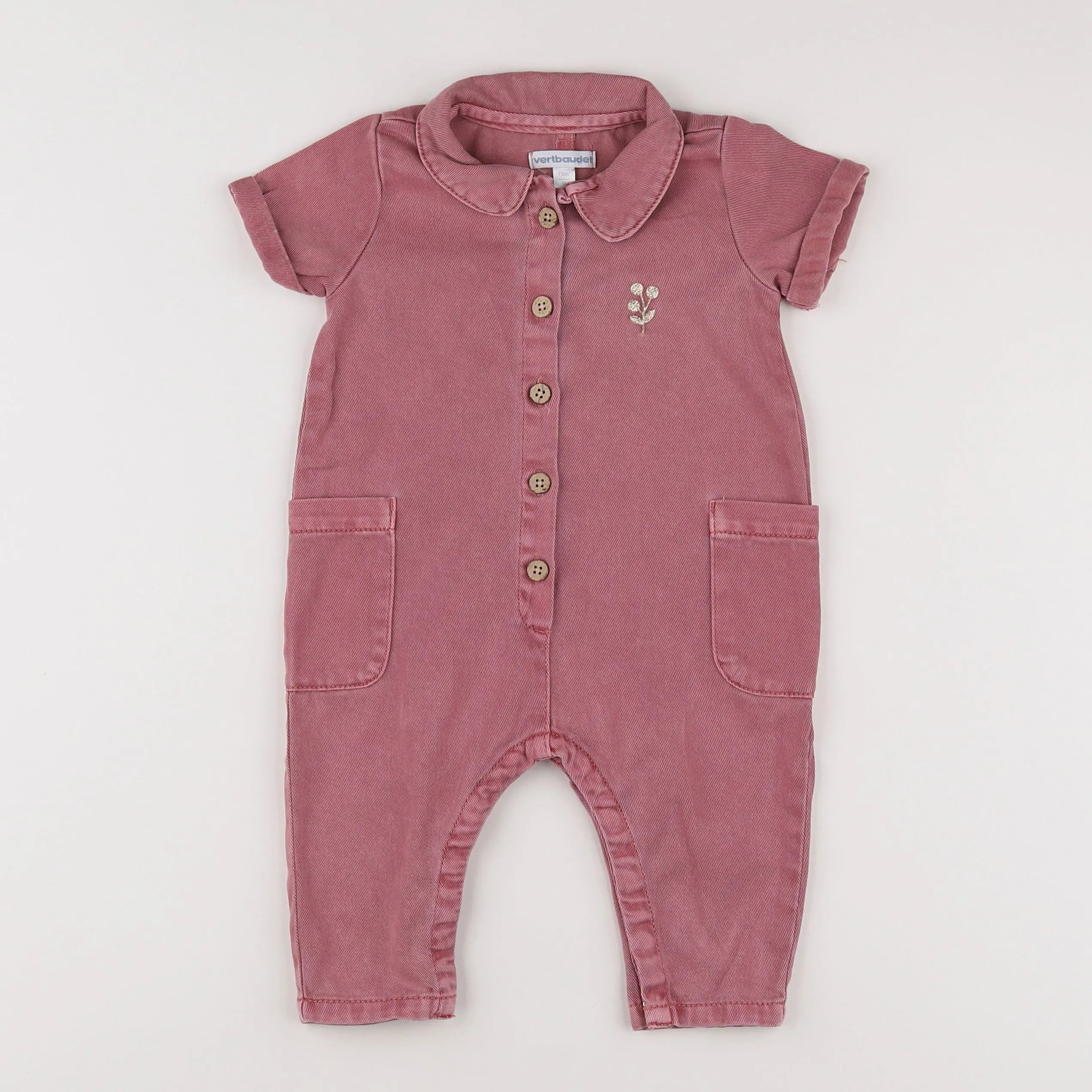 Vertbaudet - combinaison rose - 9 mois