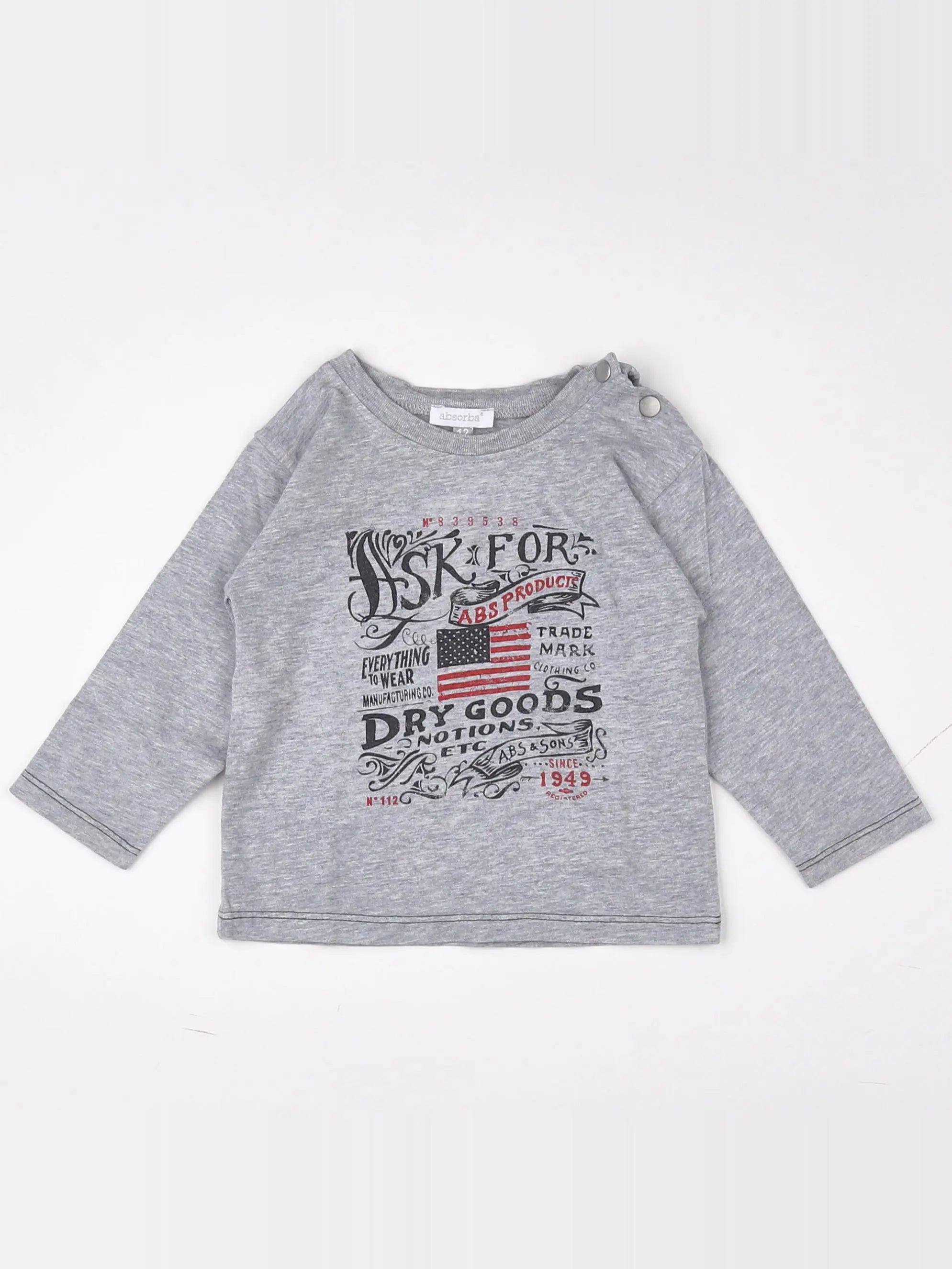 Absorba - tee-shirt gris - 12 mois
