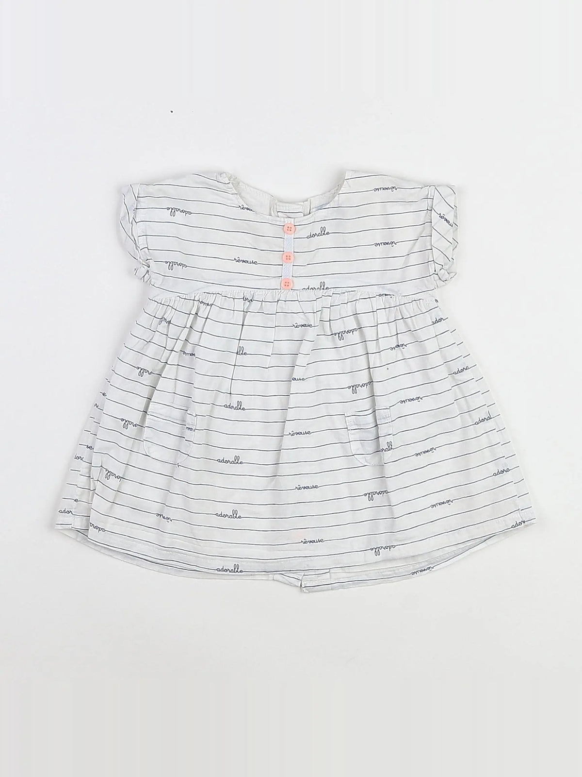 Vertbaudet - robe bleu, rose - 3 mois