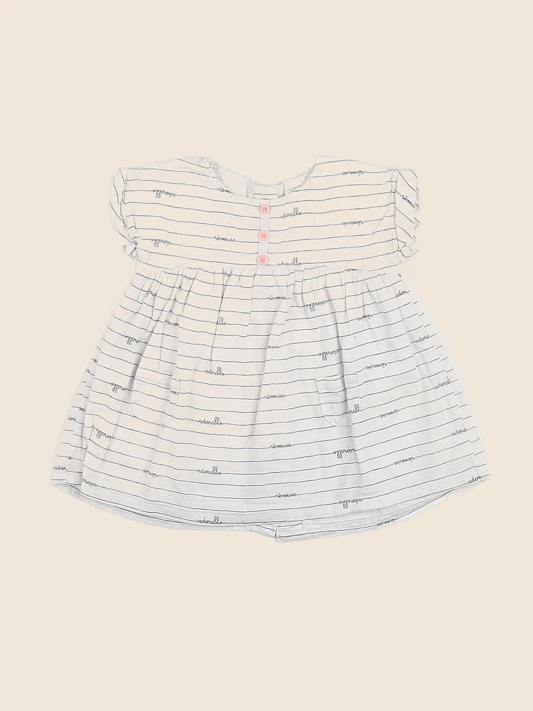 Vertbaudet - robe bleu, rose - 3 mois
