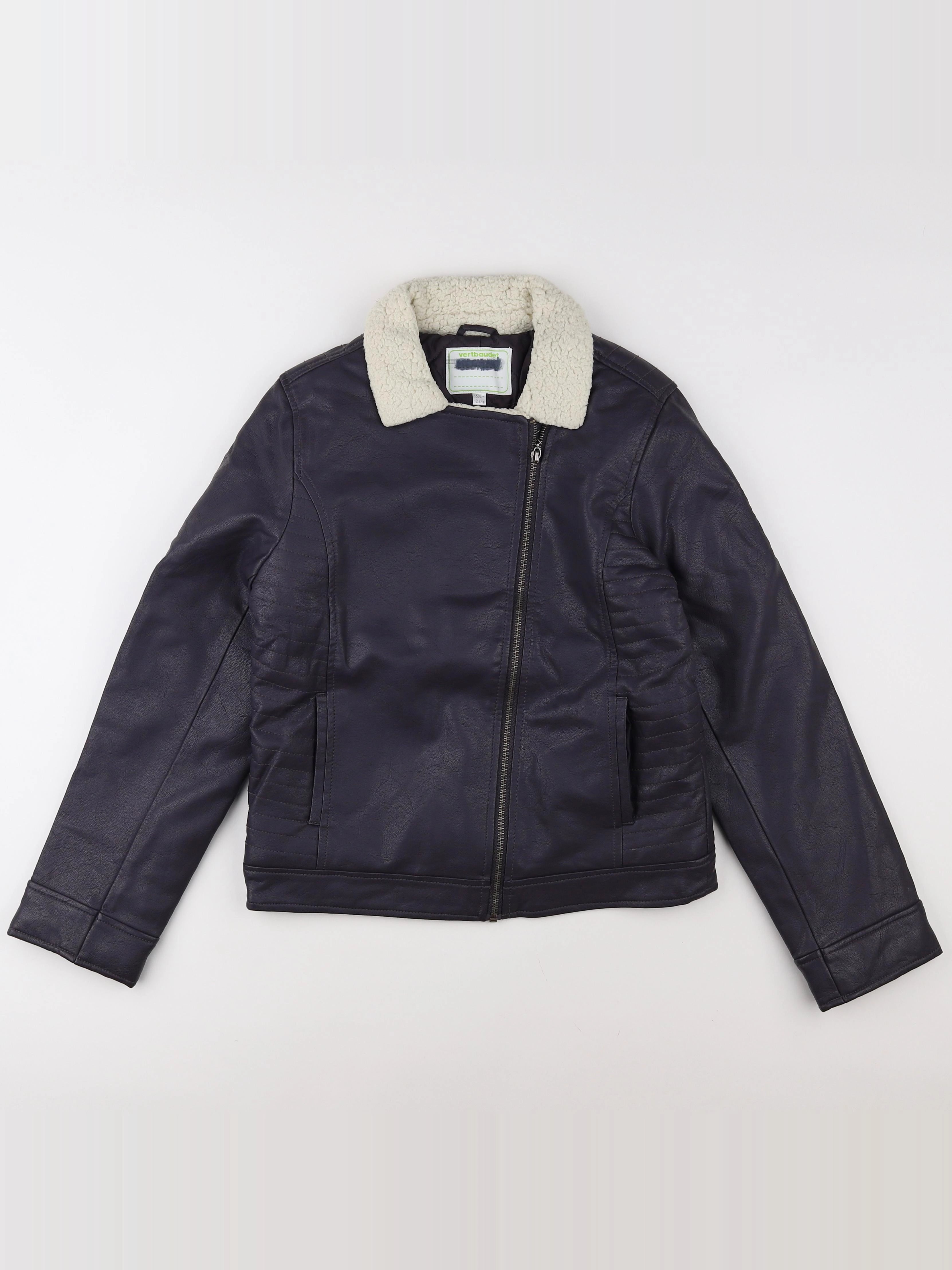 Vertbaudet - veste simili cuir gris - 12 ans