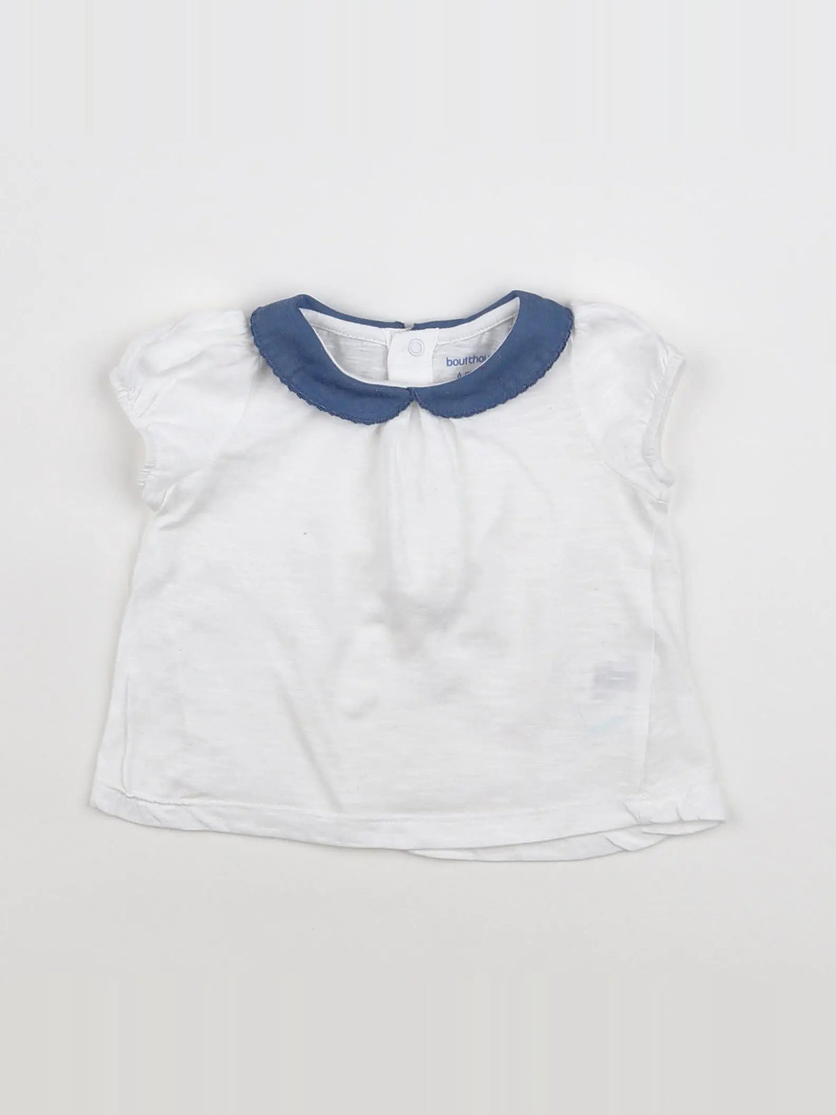 Boutchou - tee-shirt blanc, bleu - 6 mois