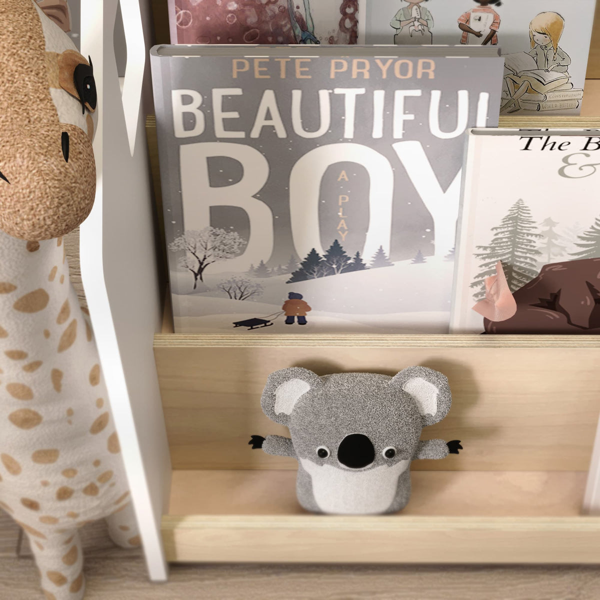 Ensemble - Bibliothèque enfant + Étagère à jouets - Blanc et Gris