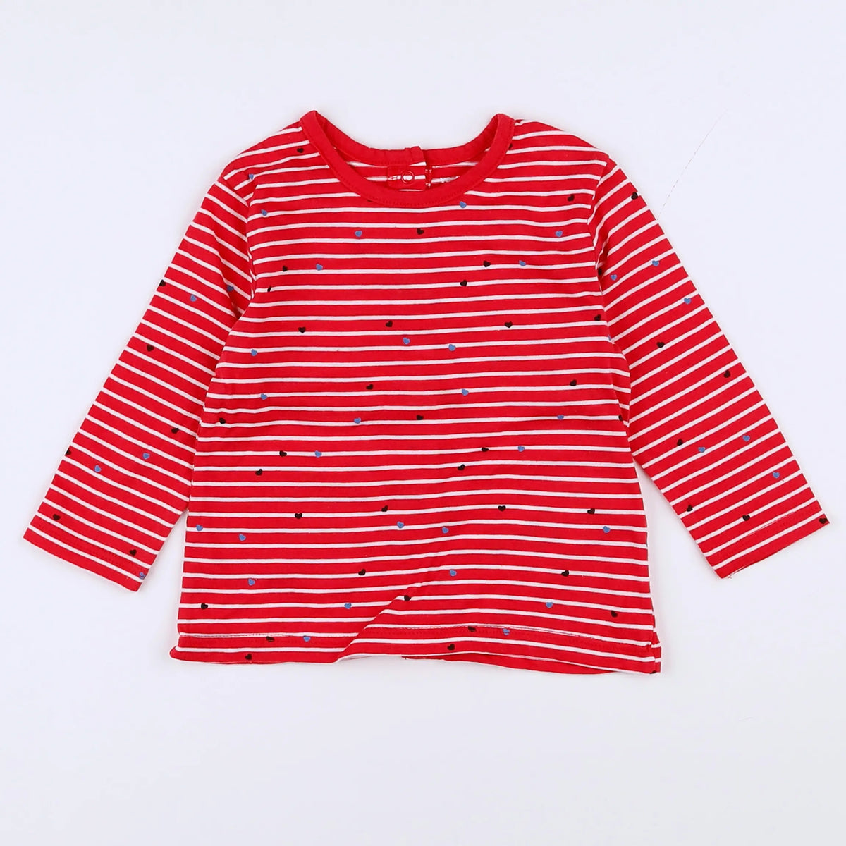 Vertbaudet - tee-shirt blanc, rouge - 9 mois
