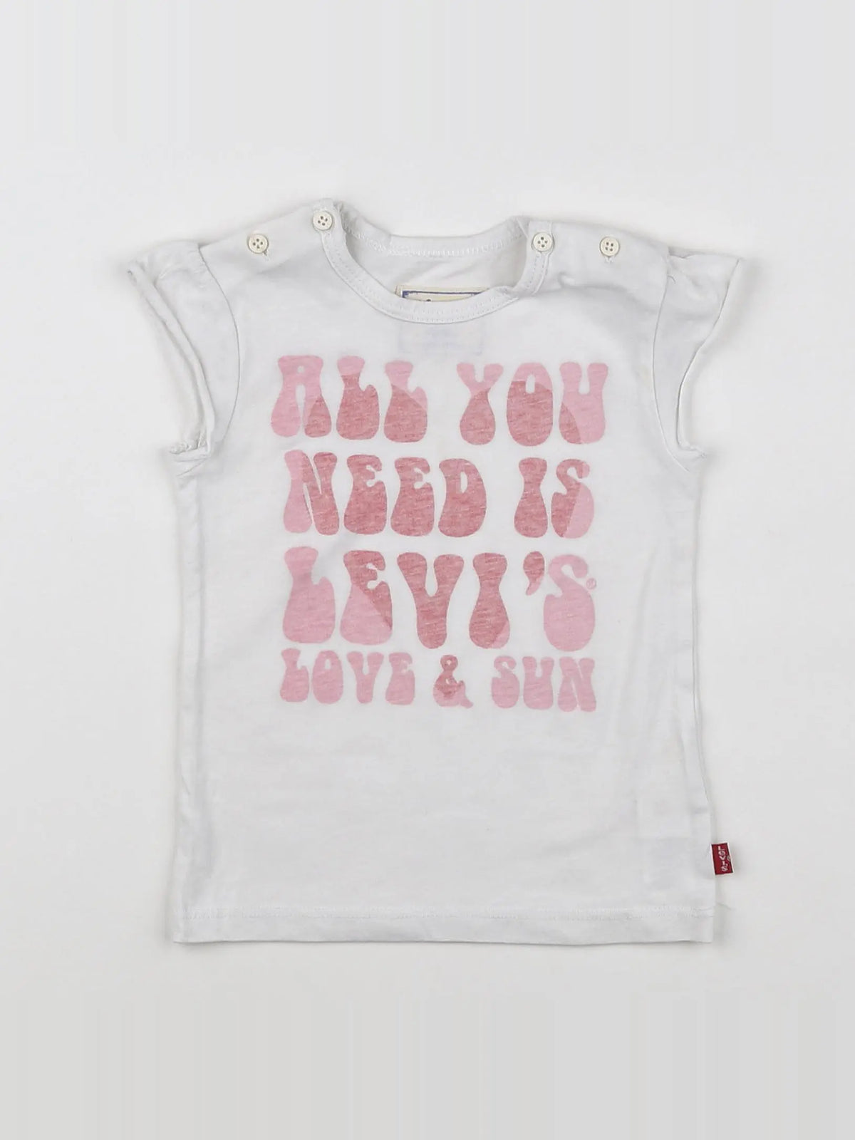 Levi's - tee-shirt blanc, rose - 2 ans