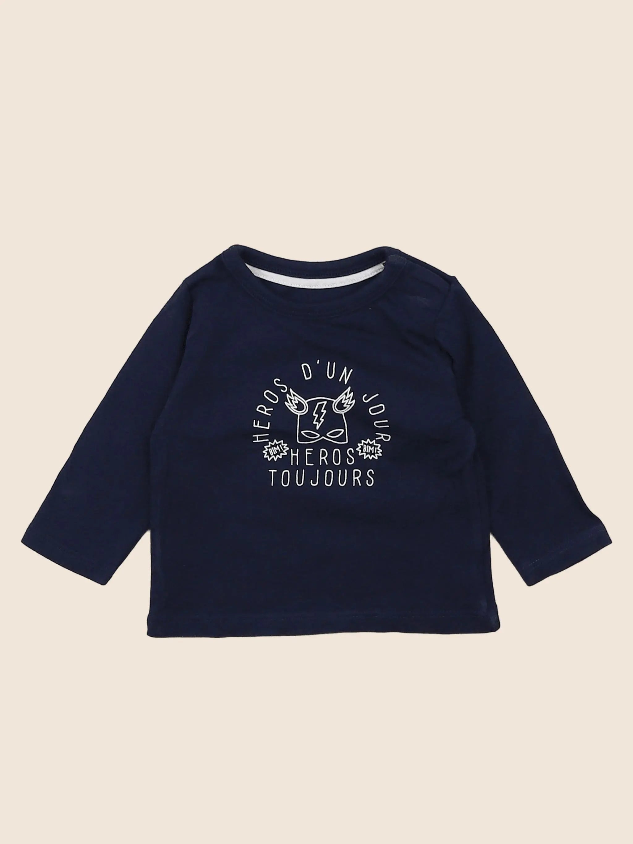 Vertbaudet - tee-shirt bleu - 3 mois