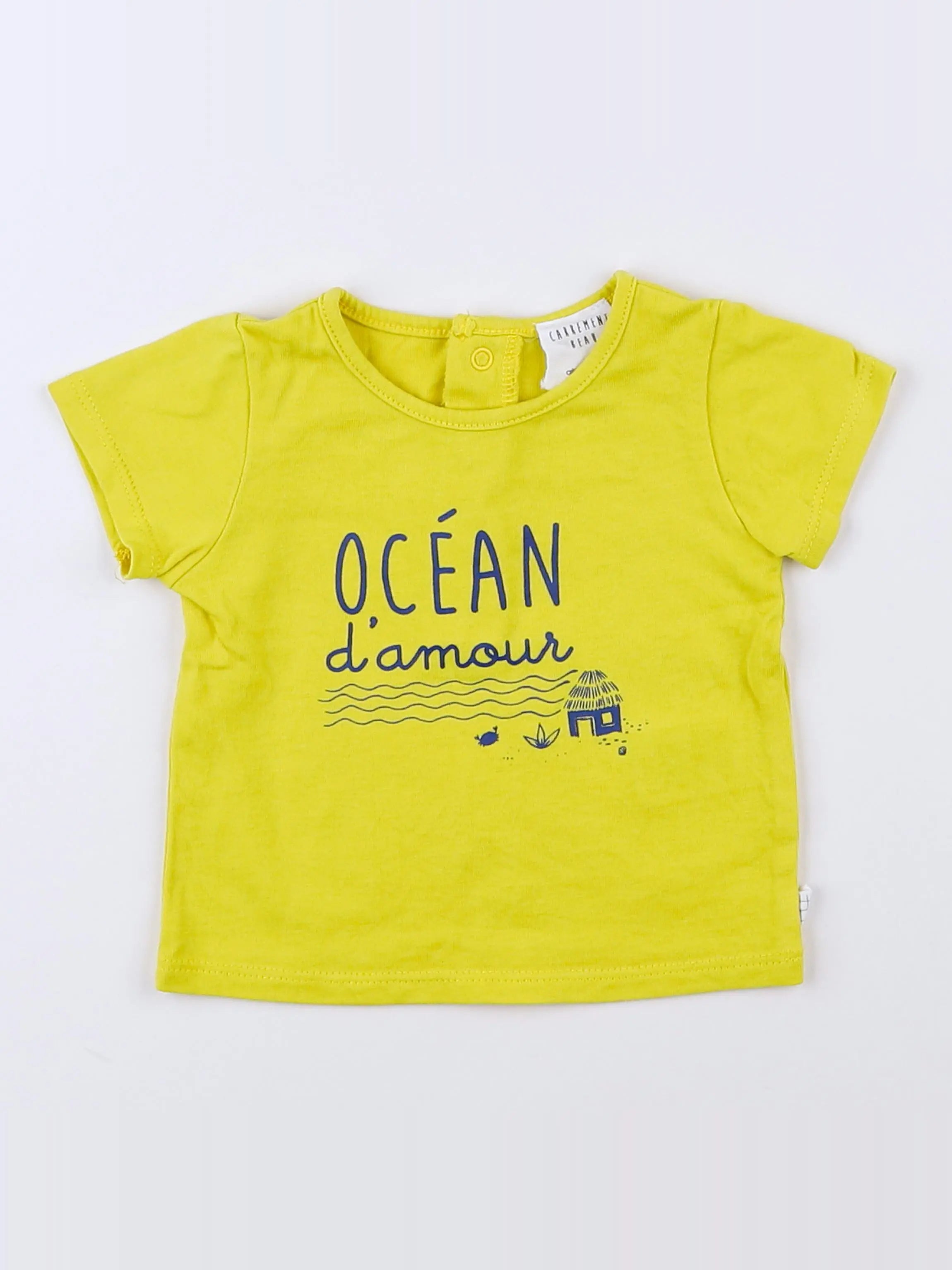 Carrément Beau - tee-shirt jaune, bleu - 3 mois