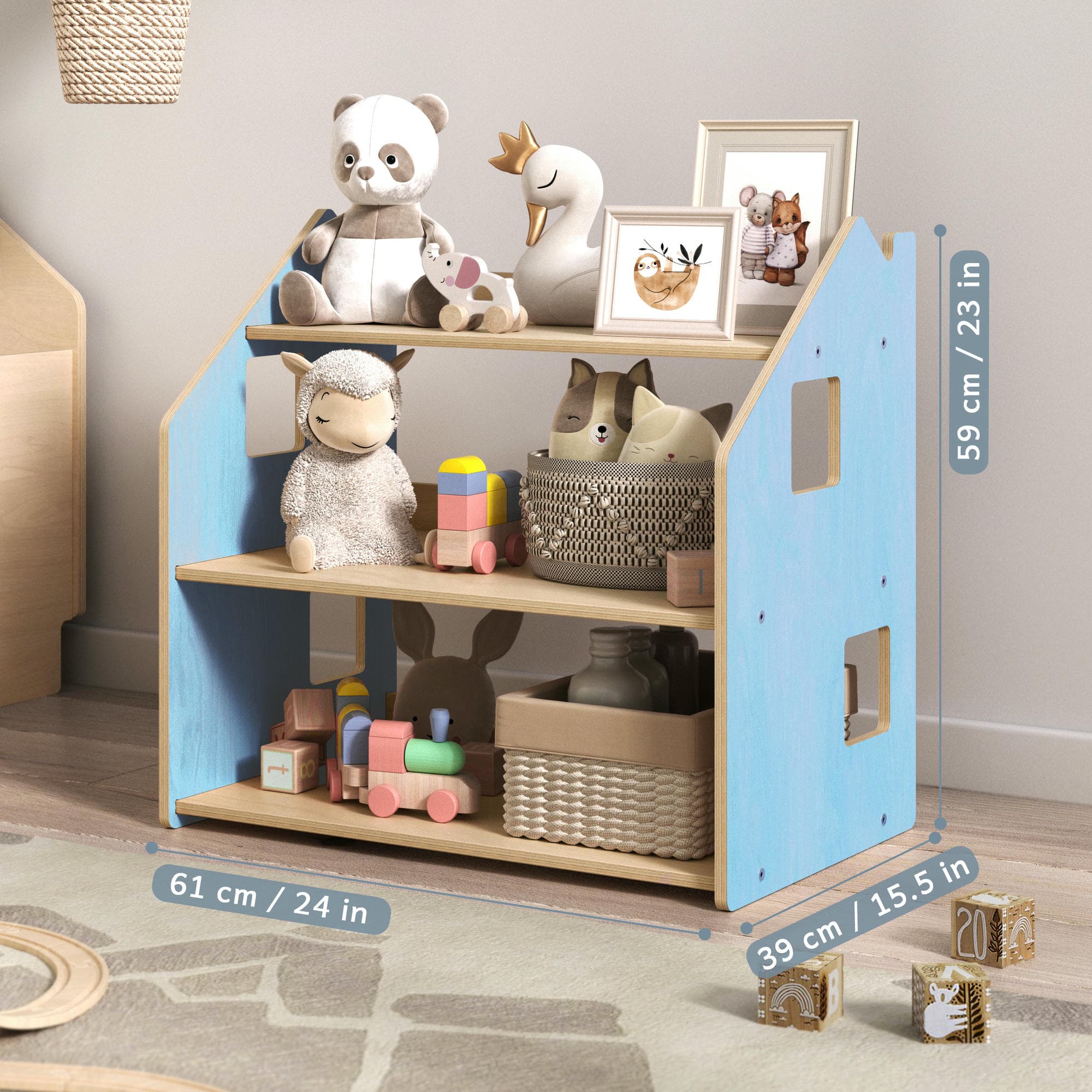 Étagère à jouets - Couleur bleu clair / rose