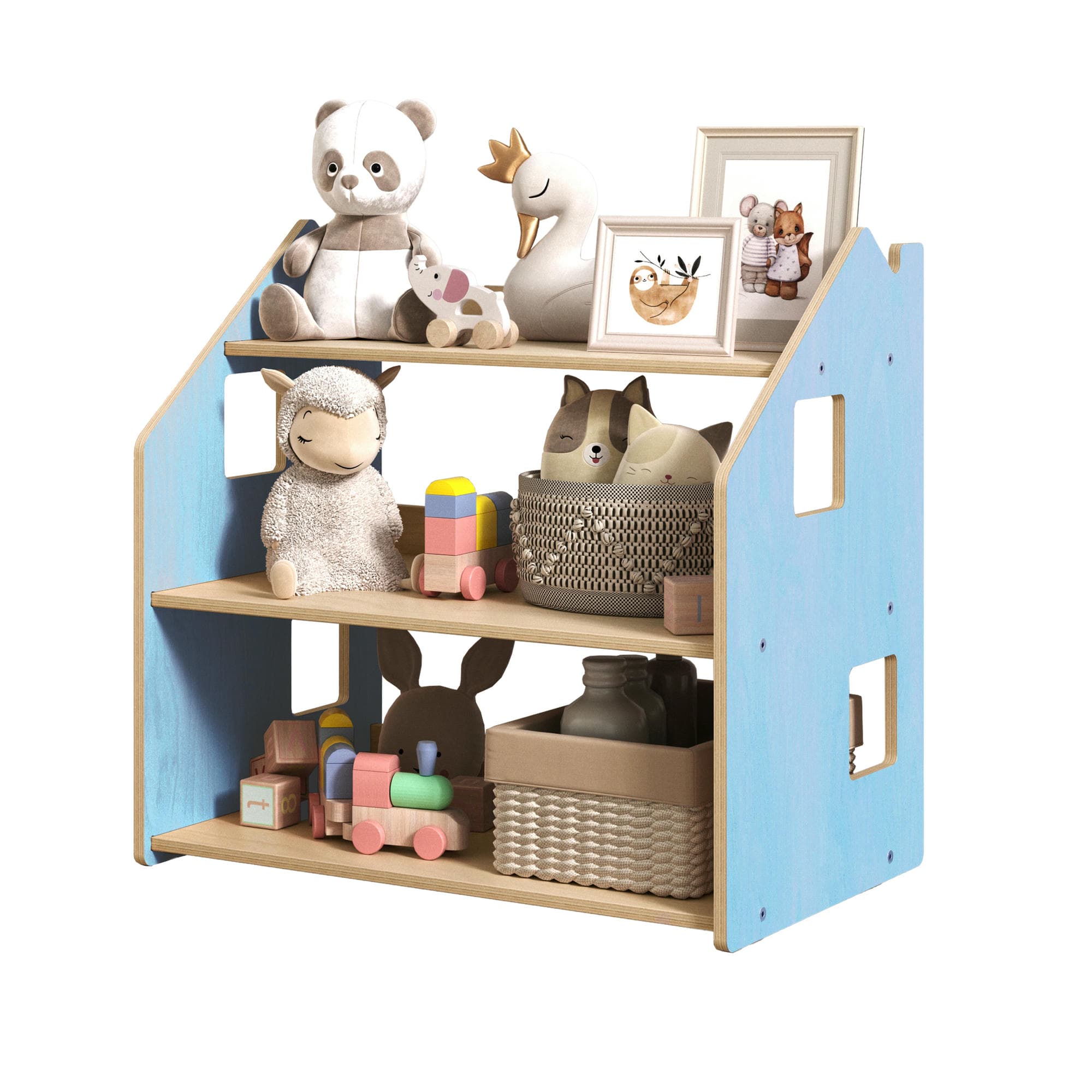Étagère à jouets - Couleur bleu clair / rose