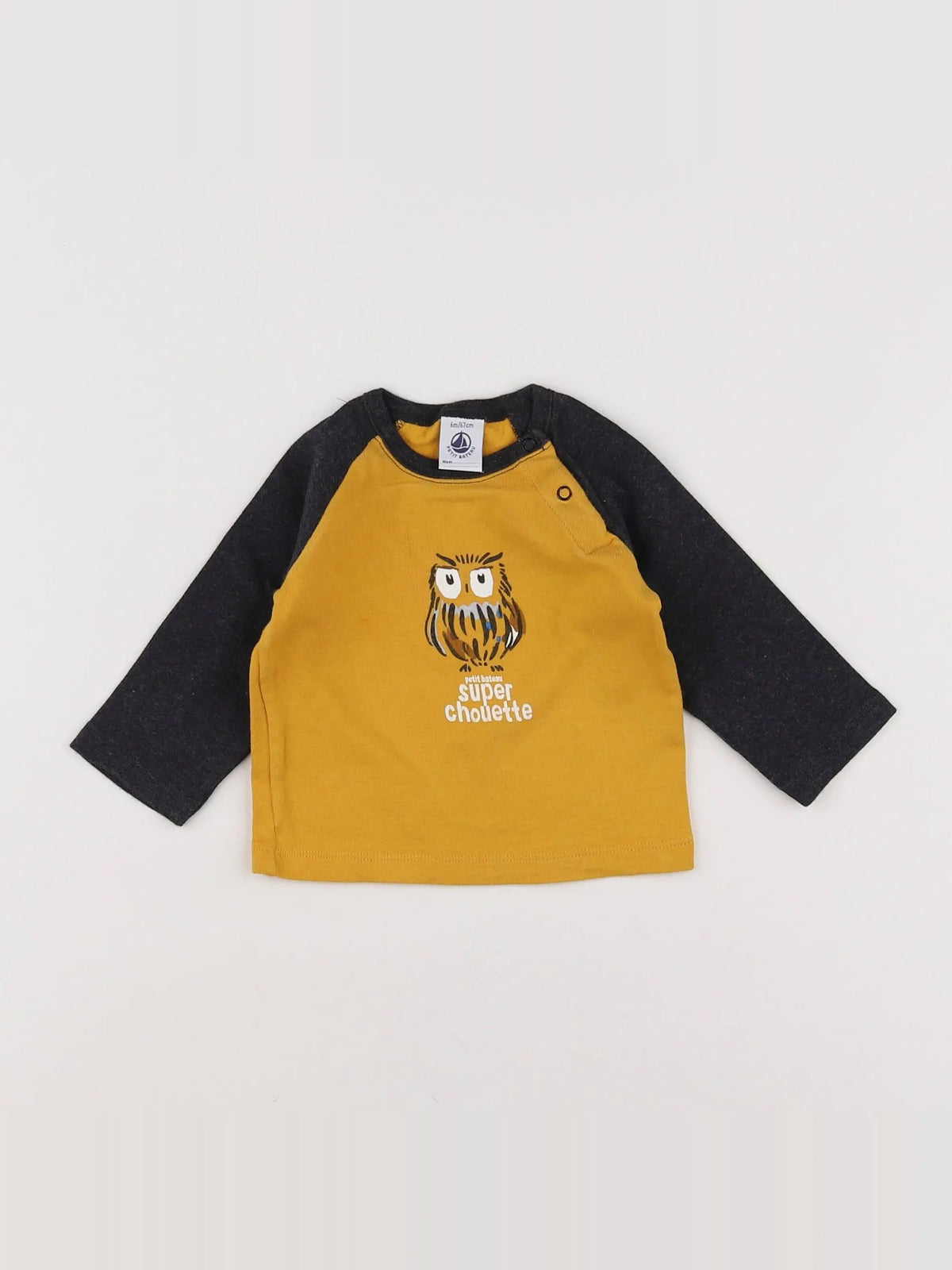 Petit Bateau - tee-shirt jaune, gris, multicolore - 6 mois