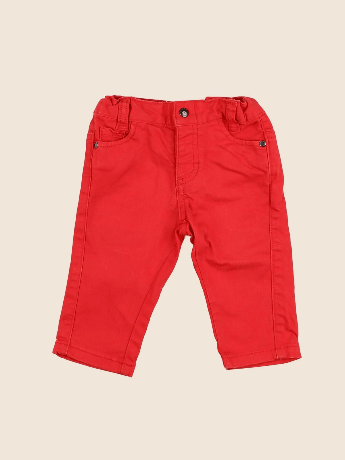 Vertbaudet - pantalon rouge - 9 mois
