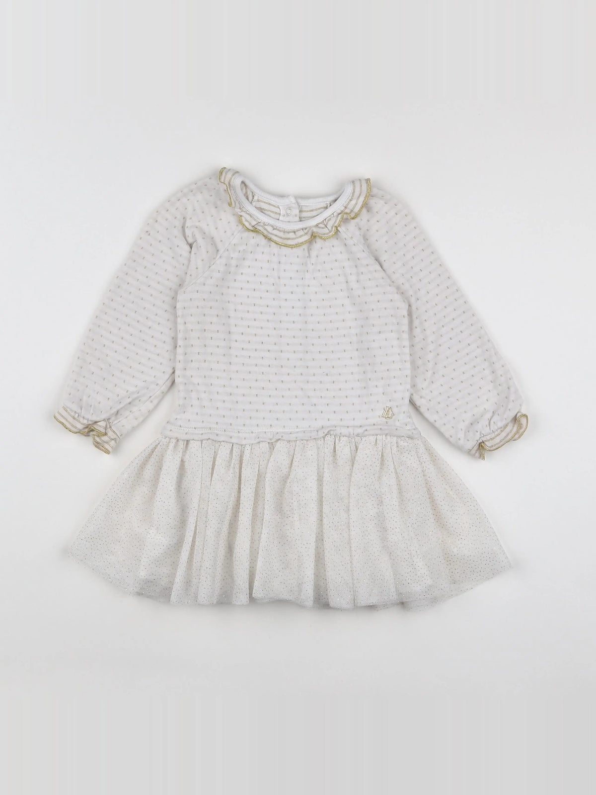 Petit Bateau - robe blanc, or - 18 mois