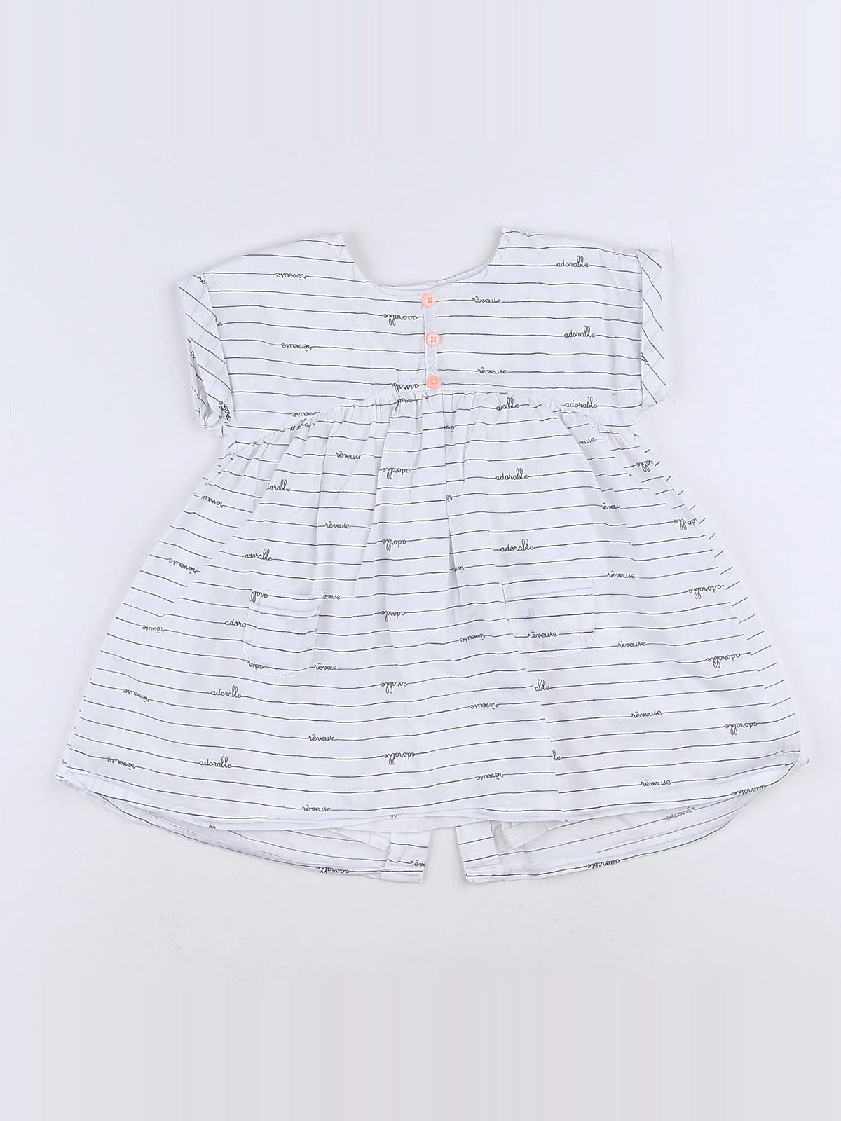 Vertbaudet - robe bleu, blanc - 12 mois