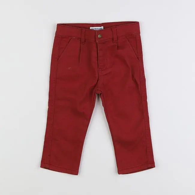 Vertbaudet - pantalon rouge - 12 mois