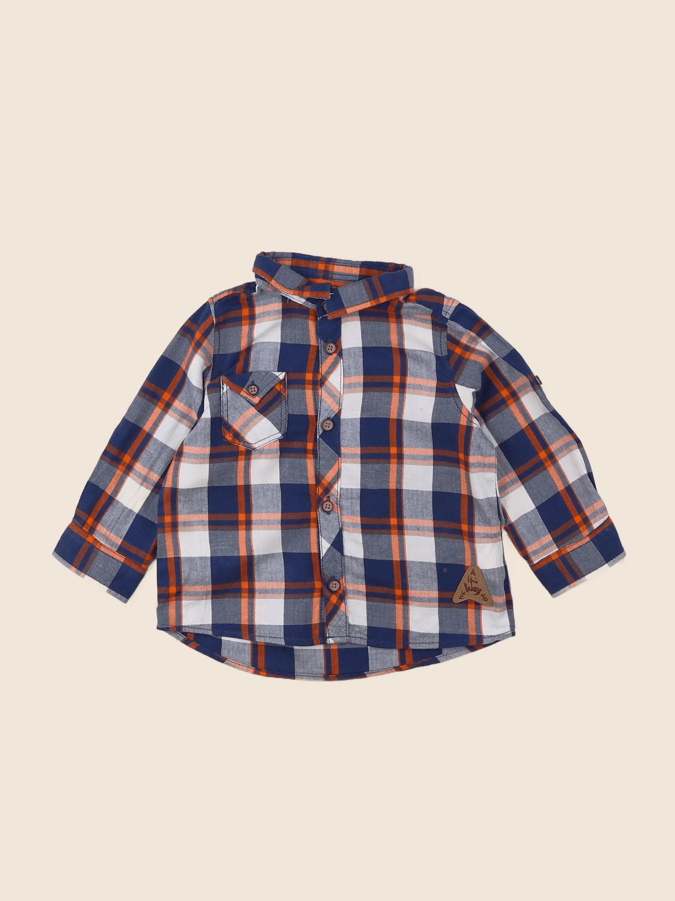 Tape à l'oeil - chemise bleu, orange - 12 mois