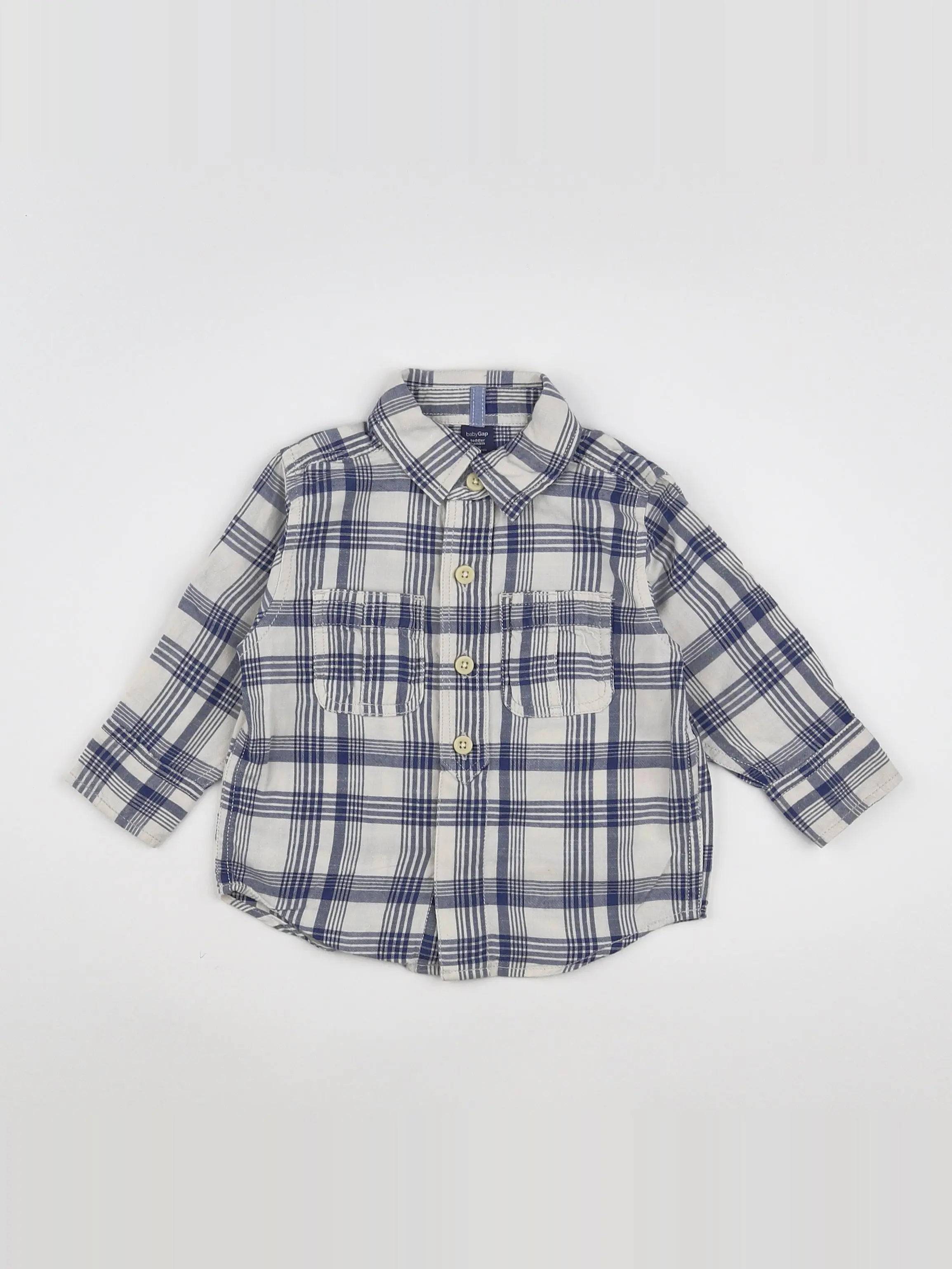GAP - chemise blanc, bleu - 6/12 mois