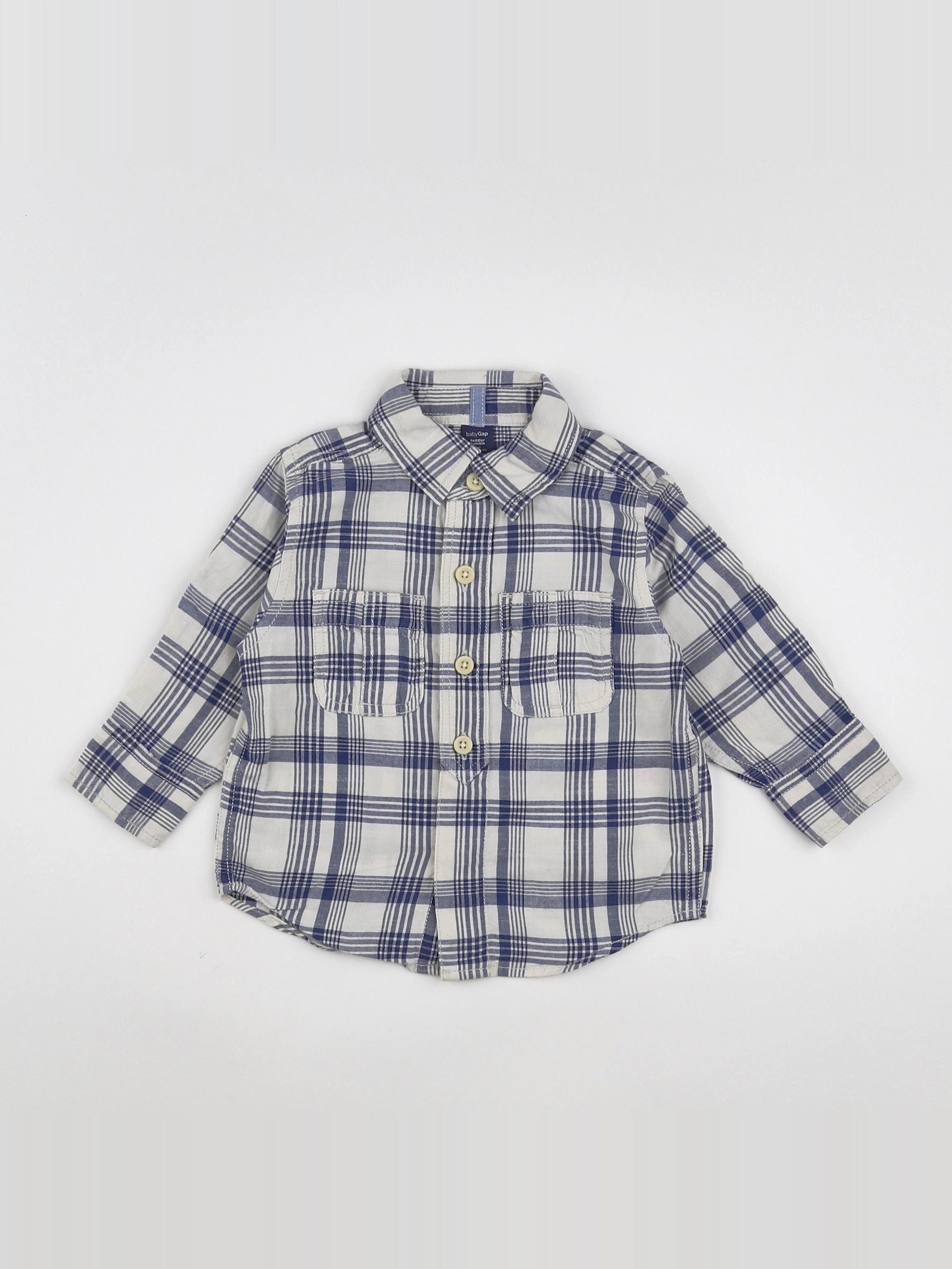 GAP - chemise blanc, bleu - 6/12 mois