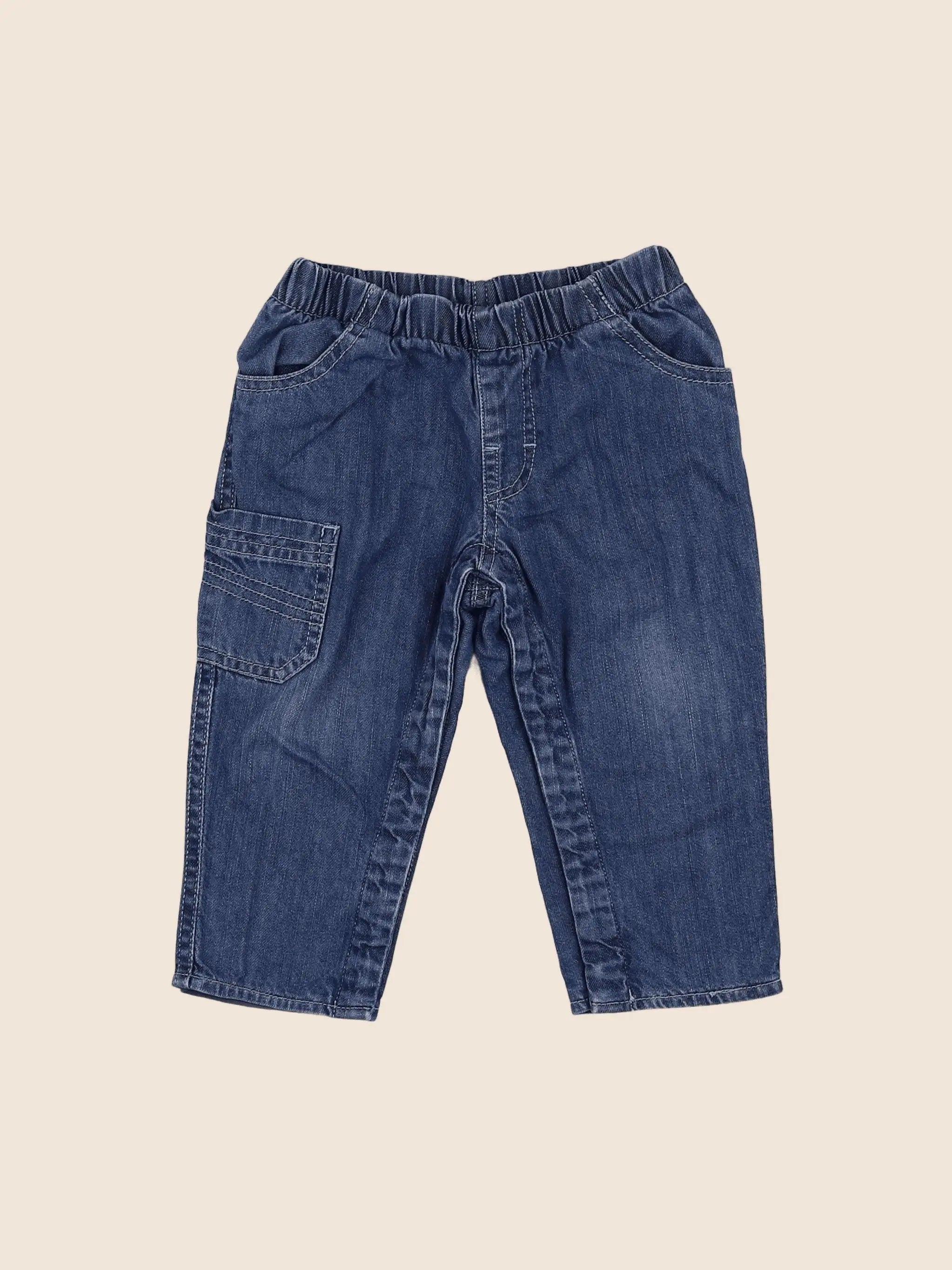 Vertbaudet - jean doublé bleu - 12 mois