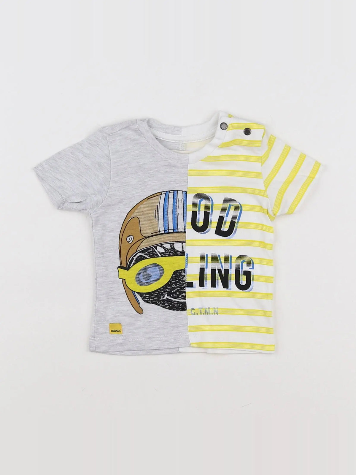 Catimini - tee-shirt blanc, gris, jaune - 3 mois