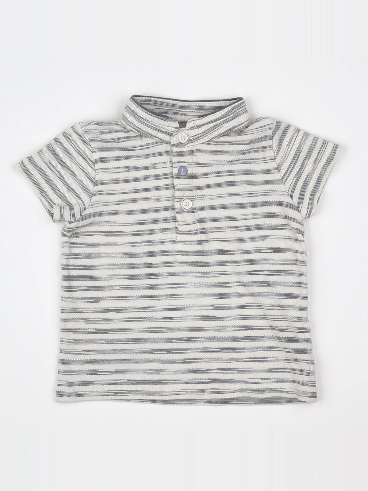 IKKS - polo blanc, gris - 12 mois