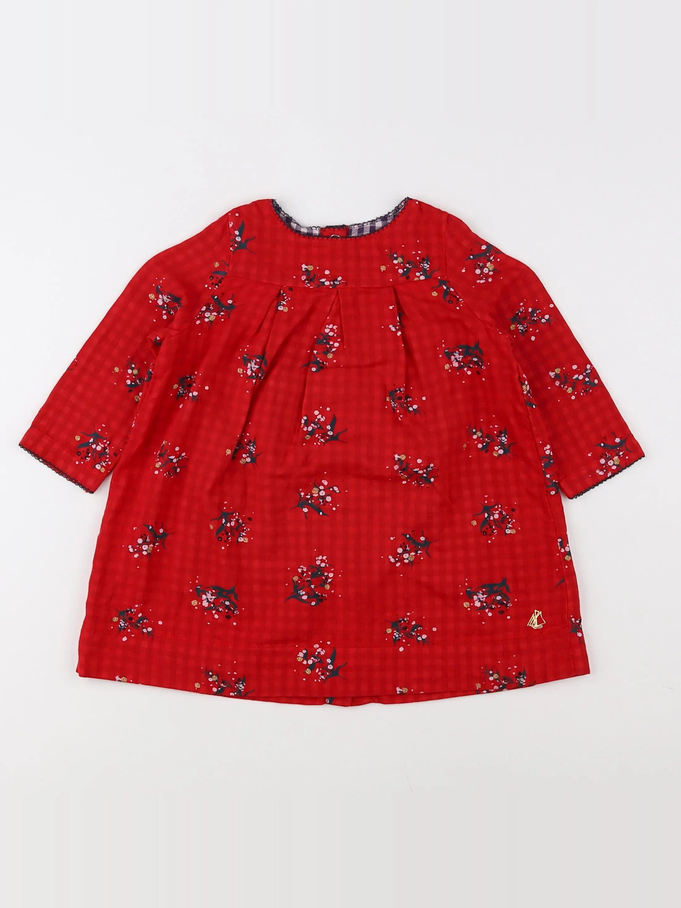 Petit Bateau - robe rouge, bleu - 12 mois