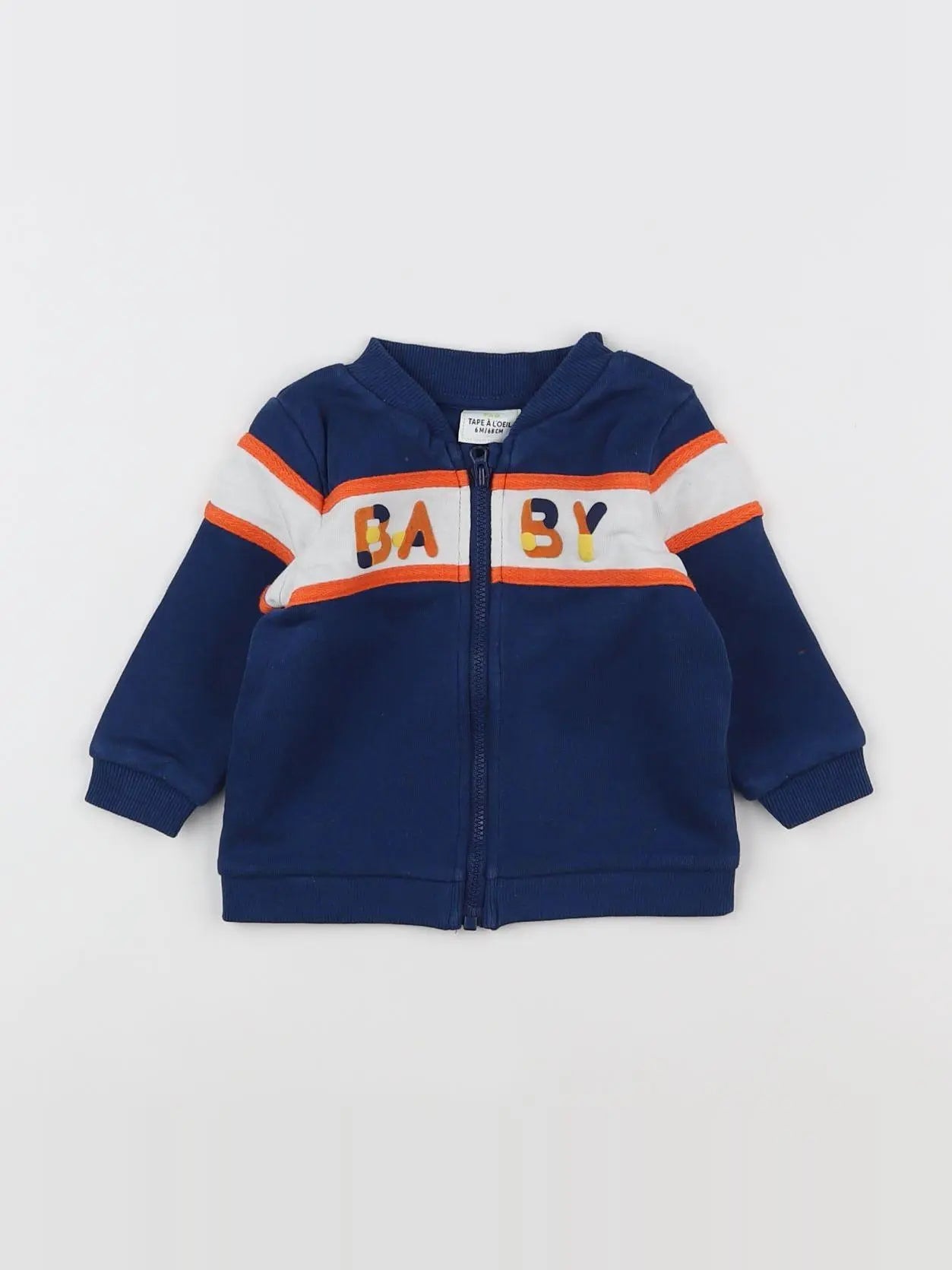 Tape à l'oeil - sweat bleu, orange, jaune - 6 mois