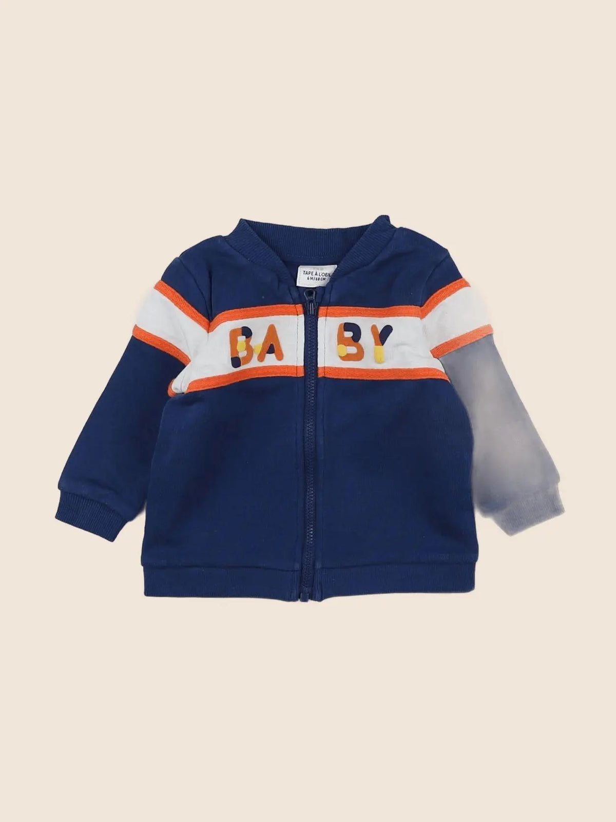 Tape à l'oeil - sweat bleu, orange, jaune - 6 mois