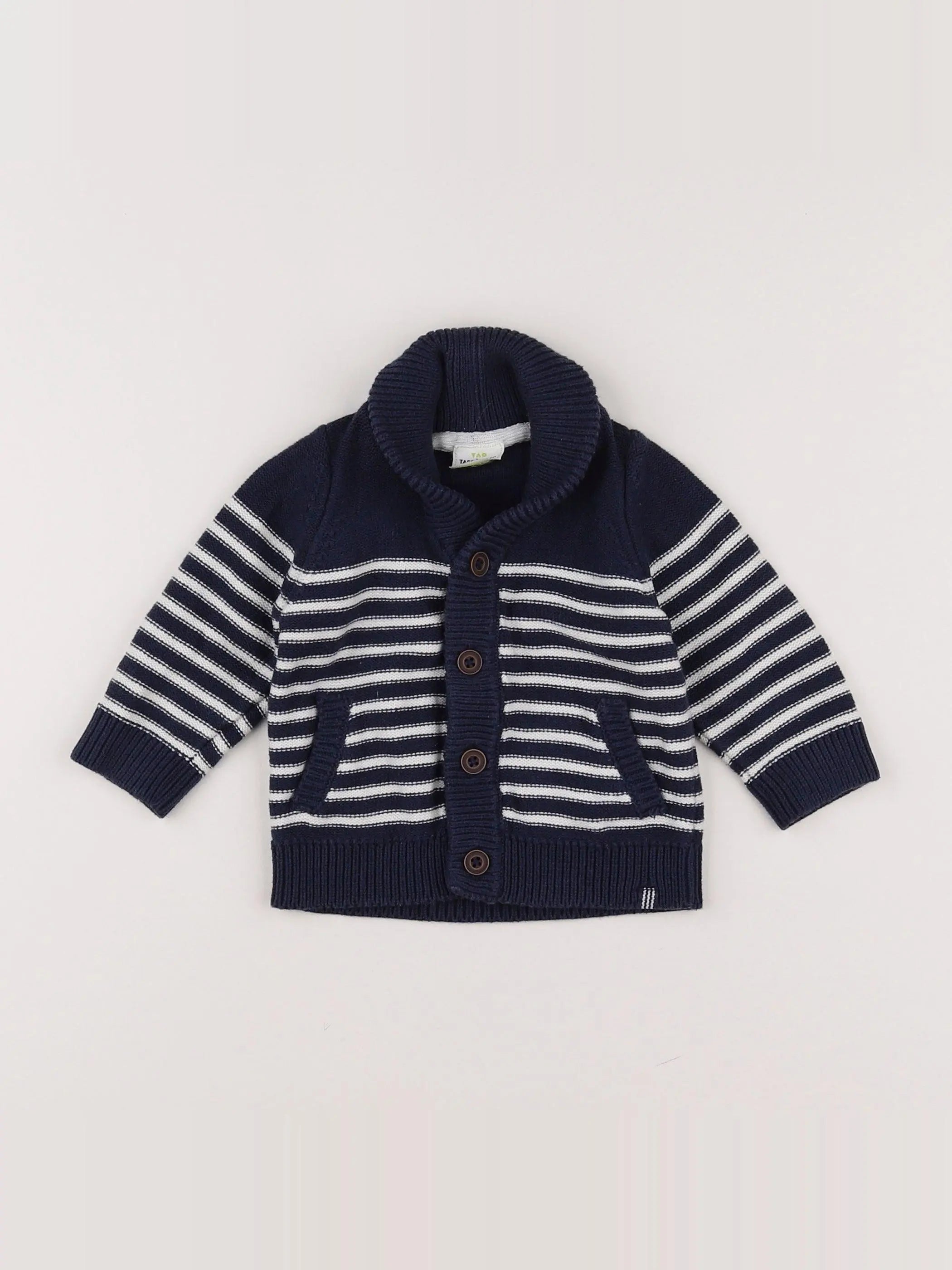 Tape à l'oeil - gilet bleu, blanc - 6 mois