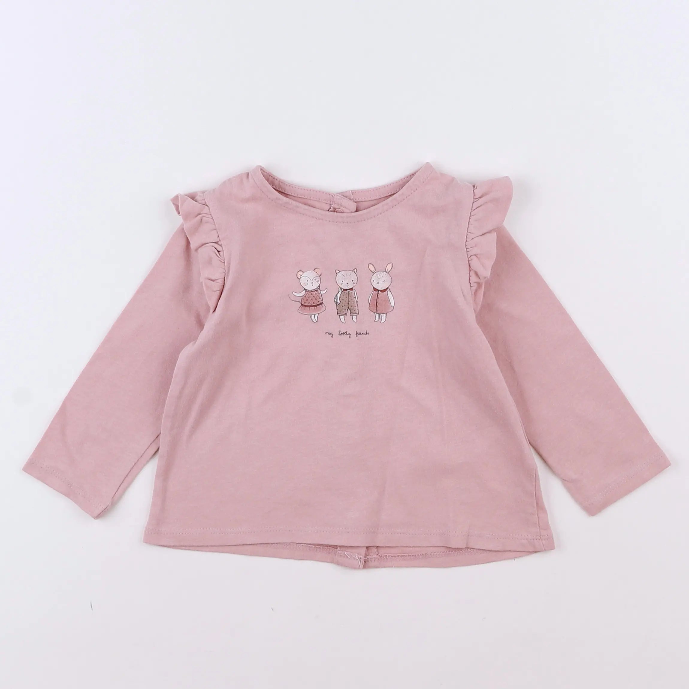 Vertbaudet - tee-shirt rose - 12 mois
