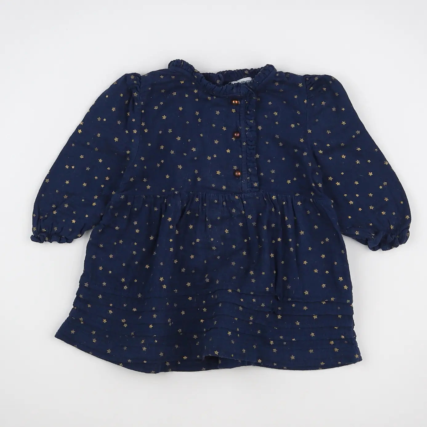 Vertbaudet - robe bleu, or - 9 mois