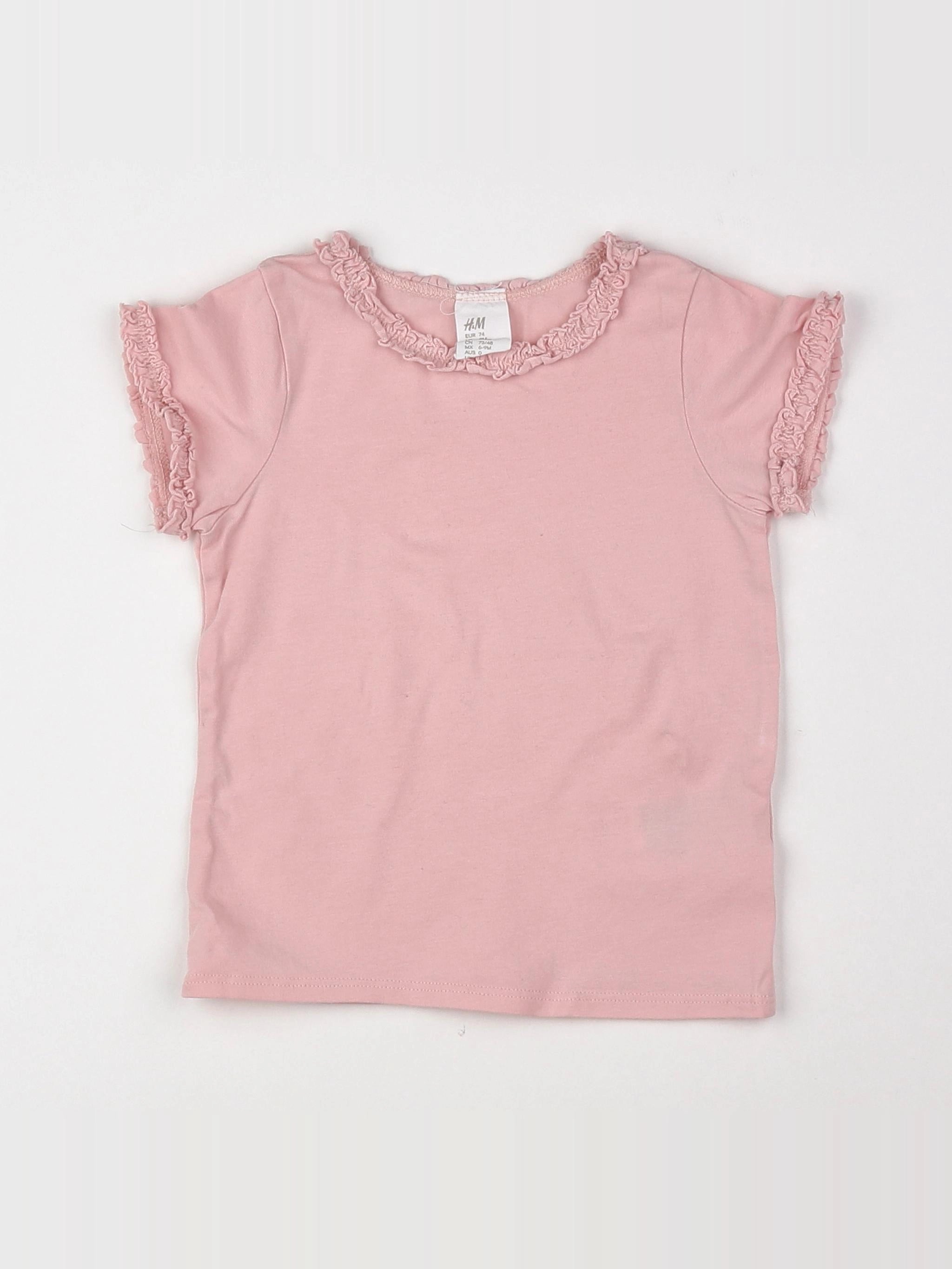 H&M - tee-shirt rose - 9 mois