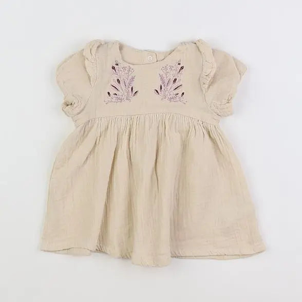 Vertbaudet - robe beige - 3 mois