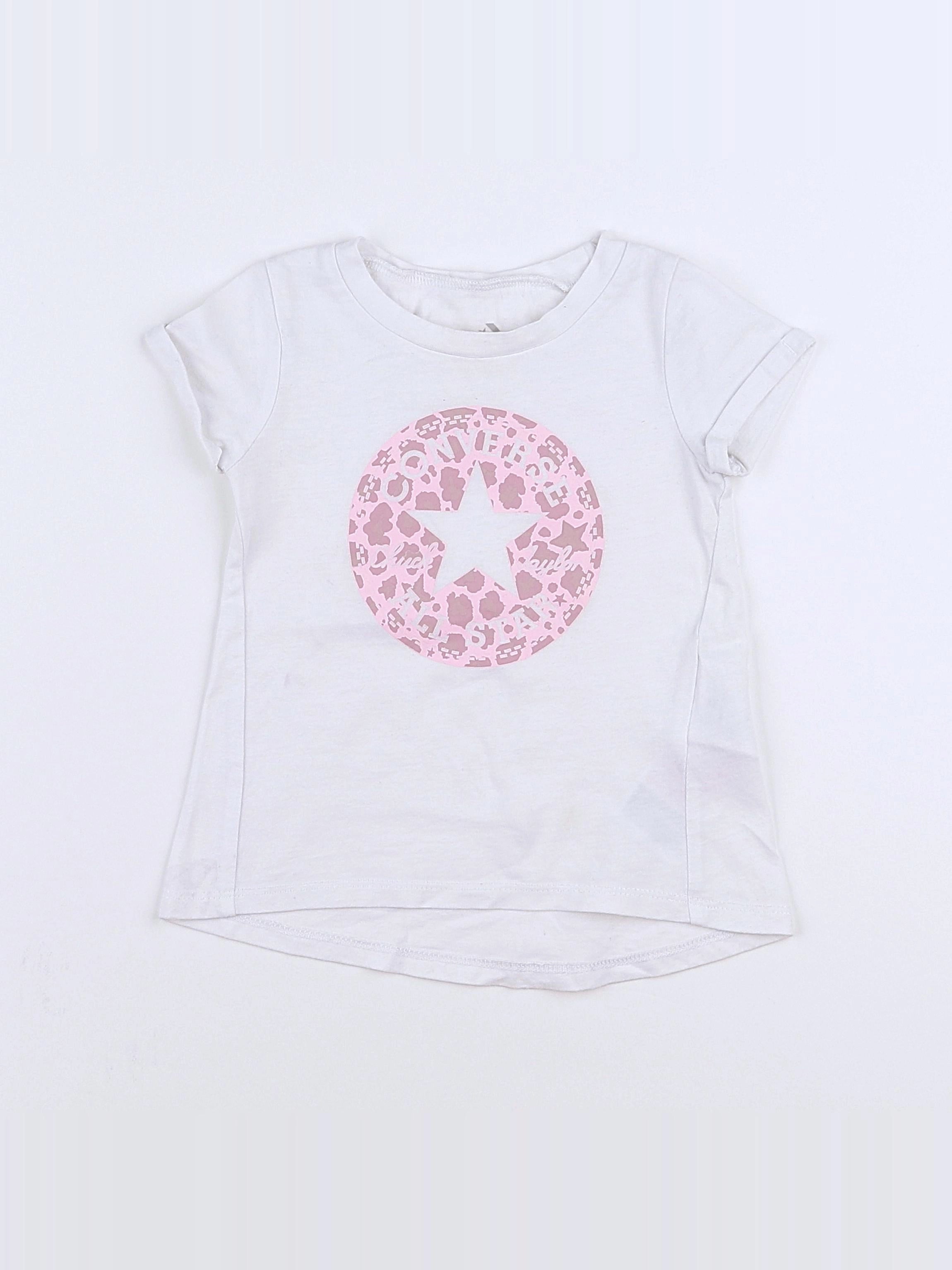 Converse - tee-shirt blanc, rose - 12 mois
