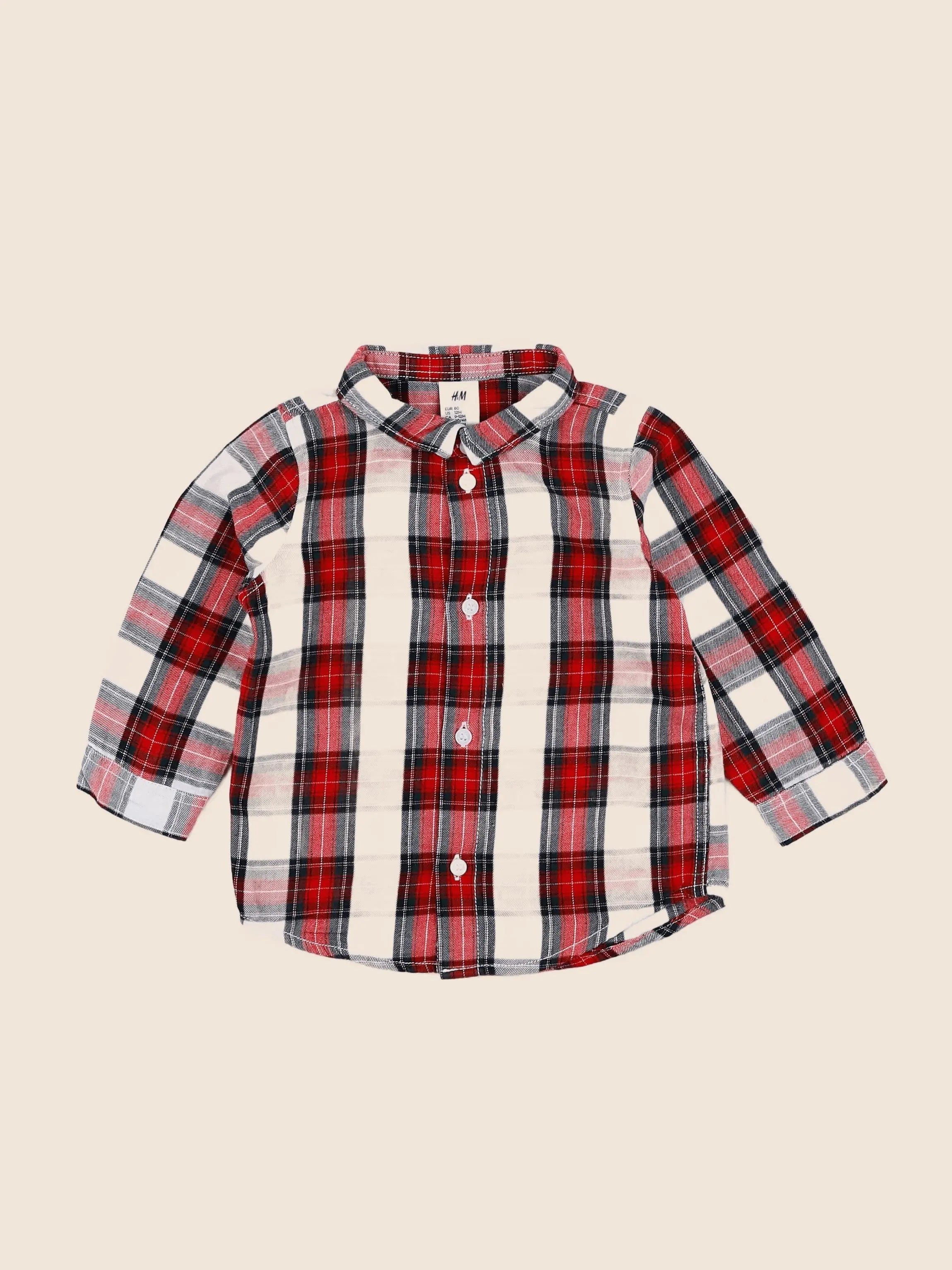 H&M - chemise rouge - 9/12 mois