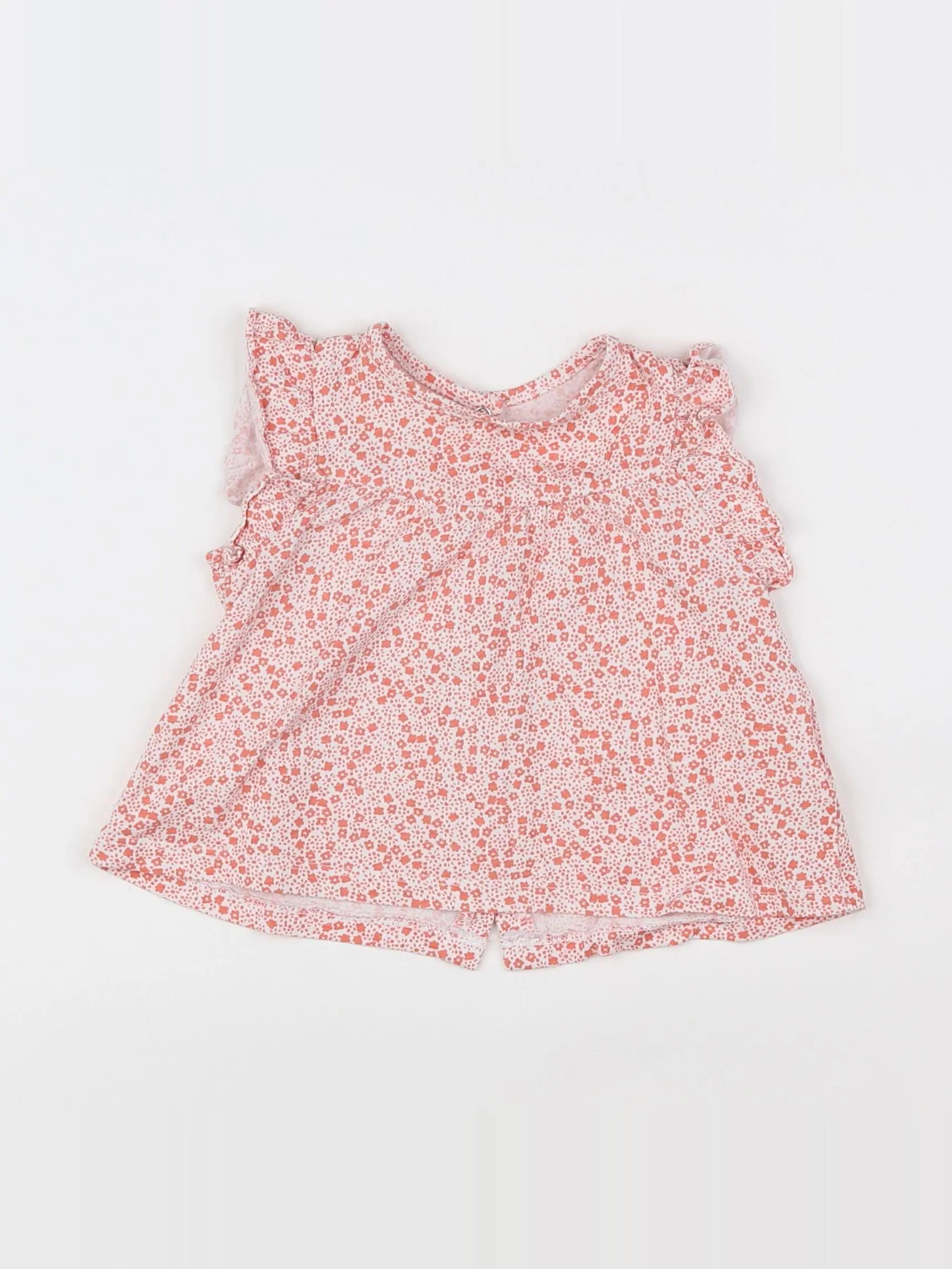 Vertbaudet - tee-shirt blanc, orange - 9 mois