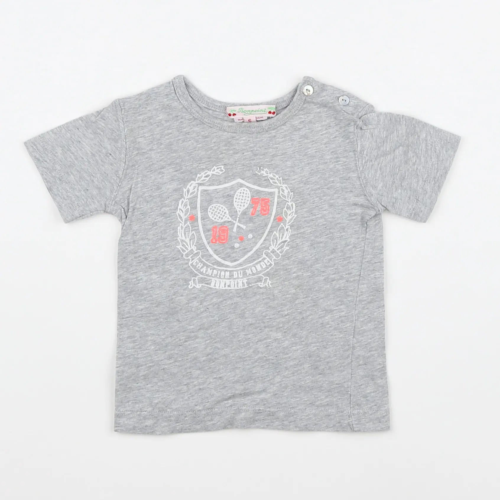 Bonpoint - tee-shirt gris, rose - 6 mois