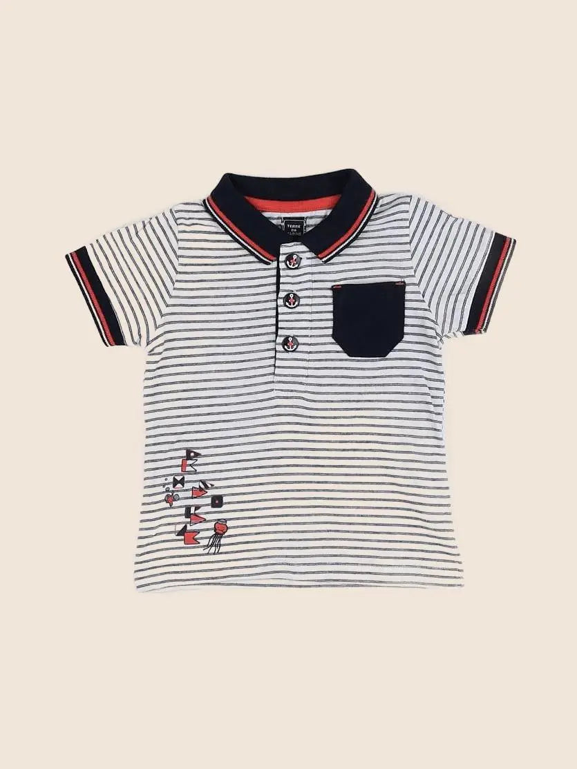 Terre de marins - polo bleu - 12 mois
