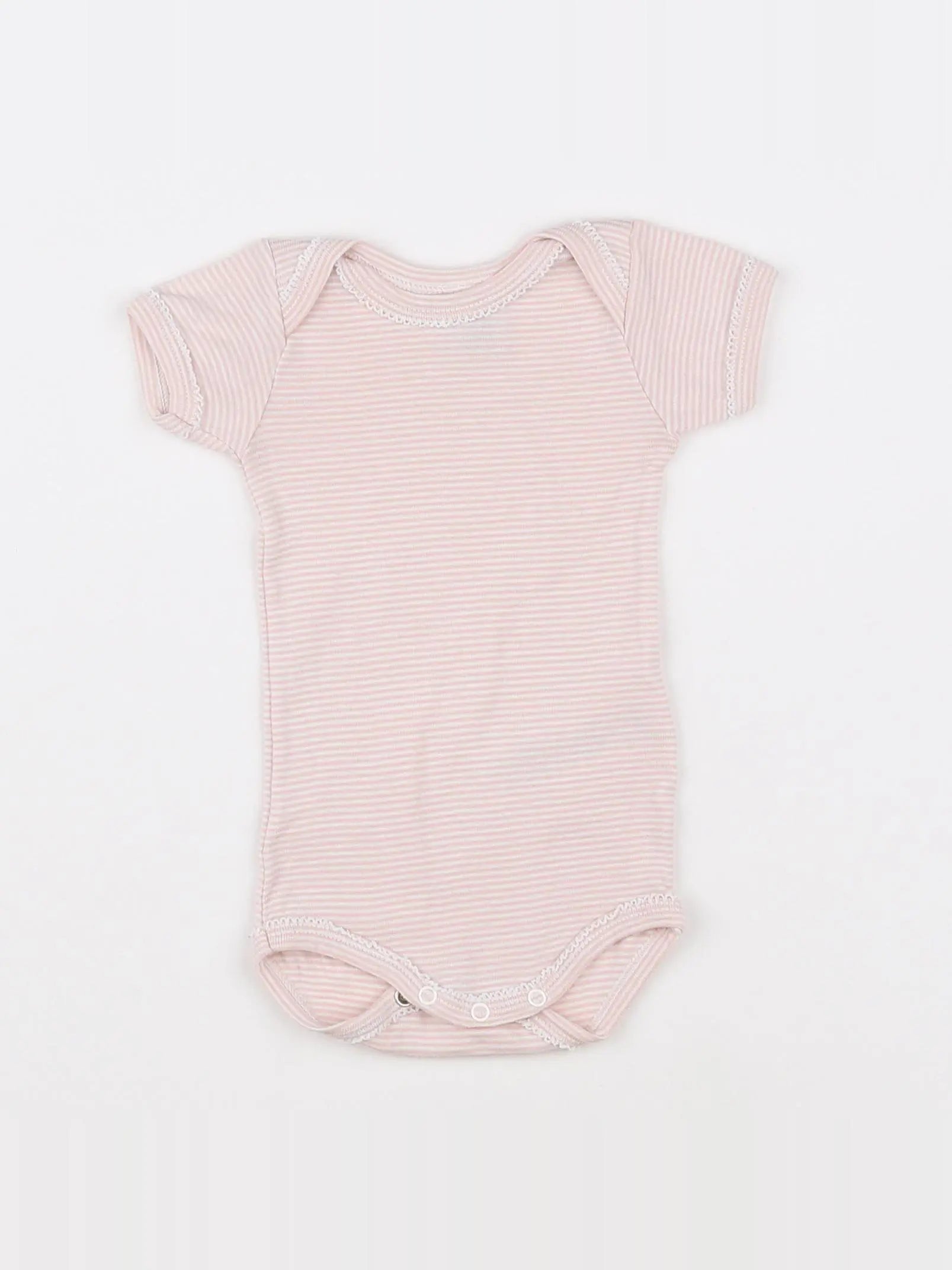 Petit Bateau - body blanc, rose - 3 mois