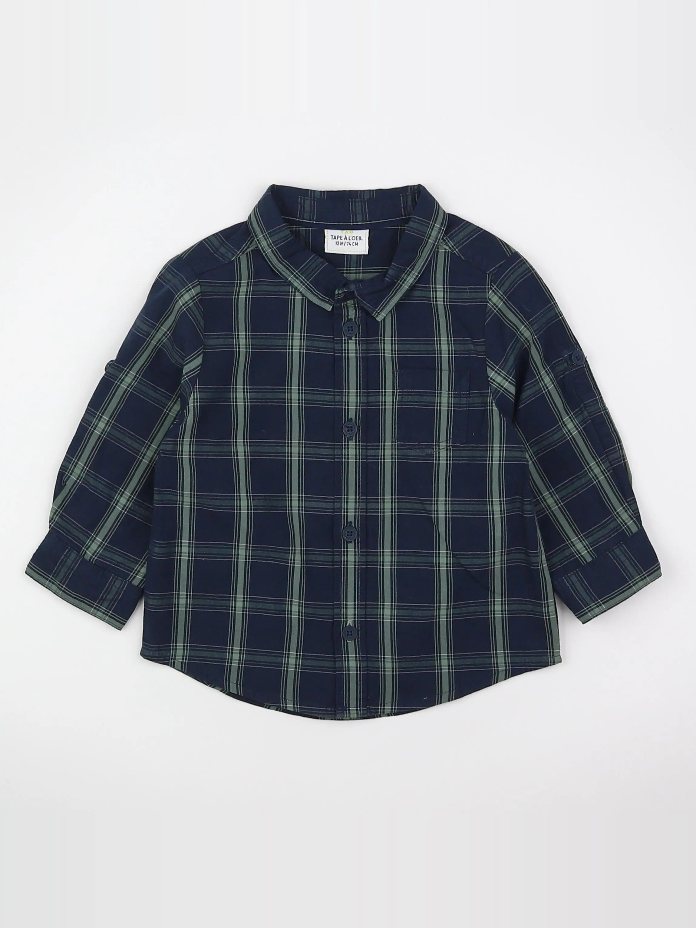 Tape à l'oeil - chemise bleu, vert - 12 mois