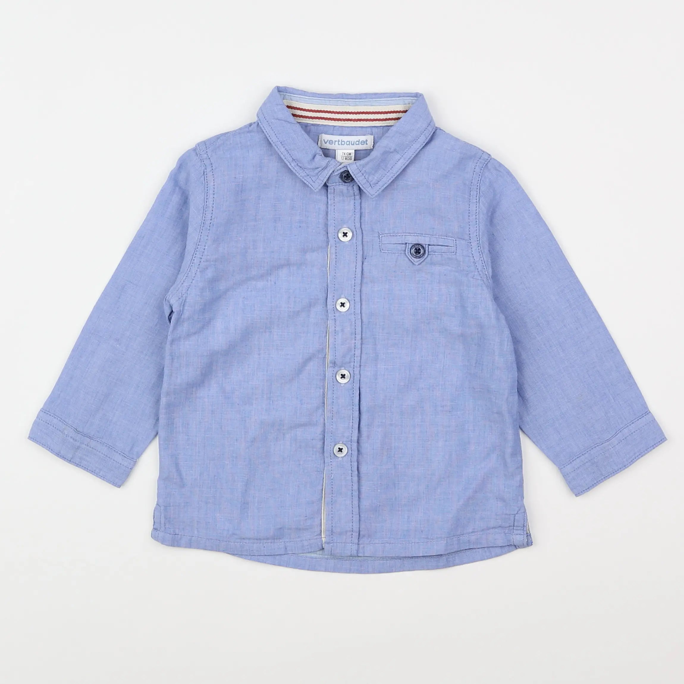 Vertbaudet - chemise bleu - 12 mois