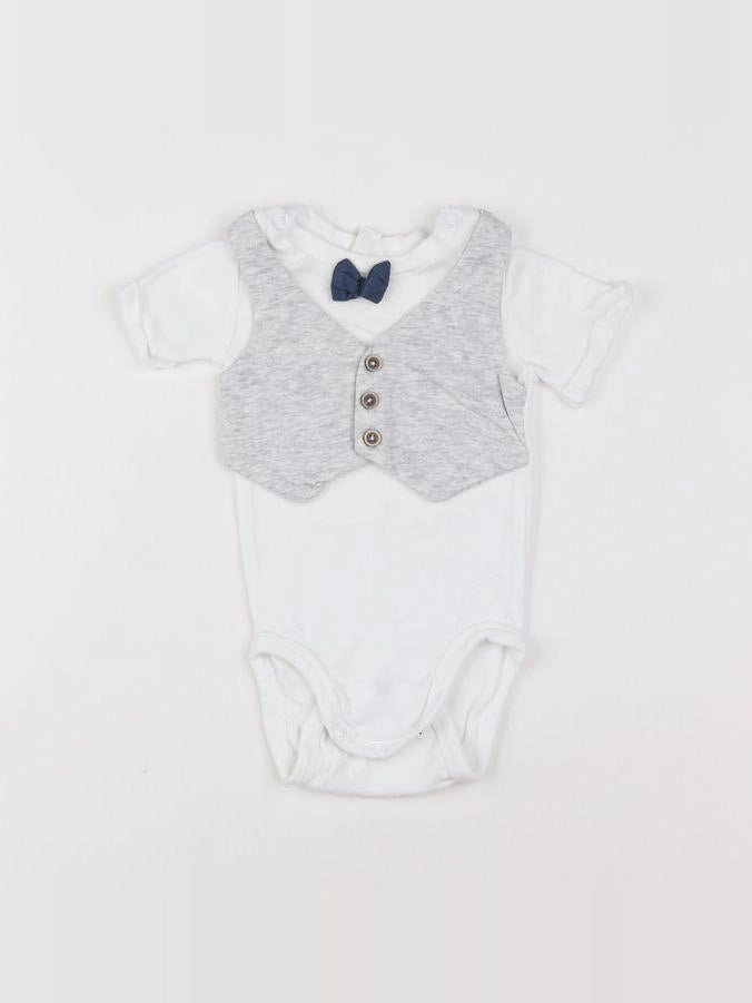 H&M - body vetement blanc, gris - 3 mois