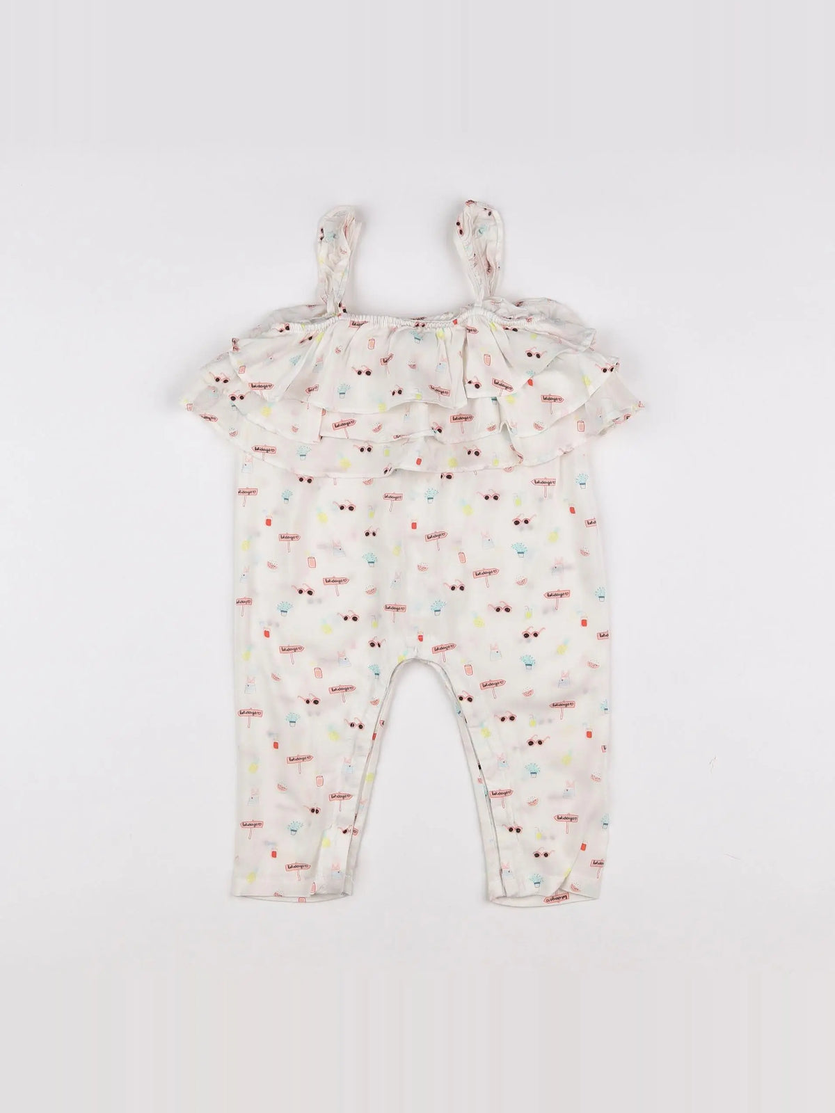 Vertbaudet - combinaison blanc, multicolore - 12/18 mois