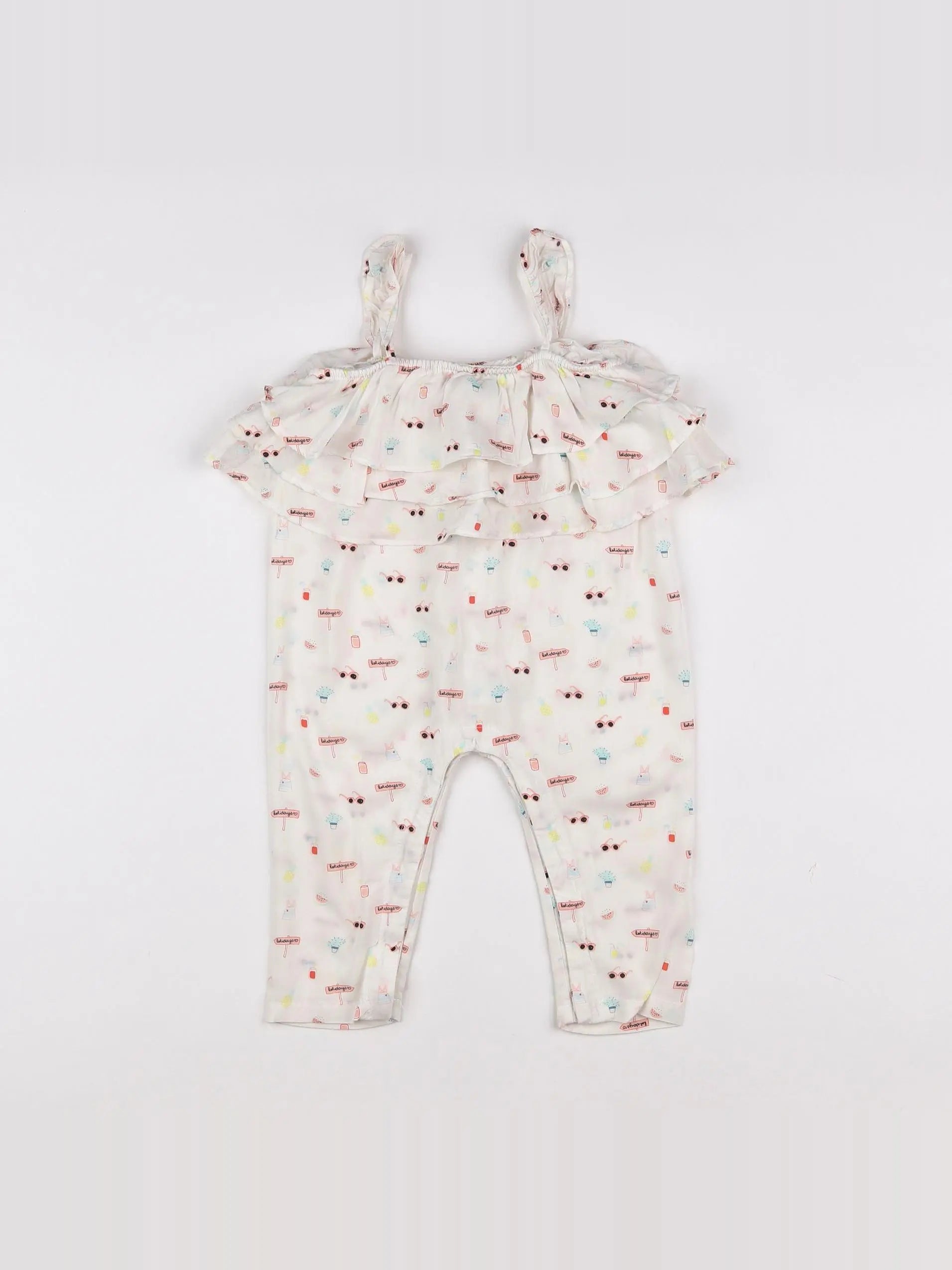 Vertbaudet - combinaison blanc, multicolore - 12/18 mois