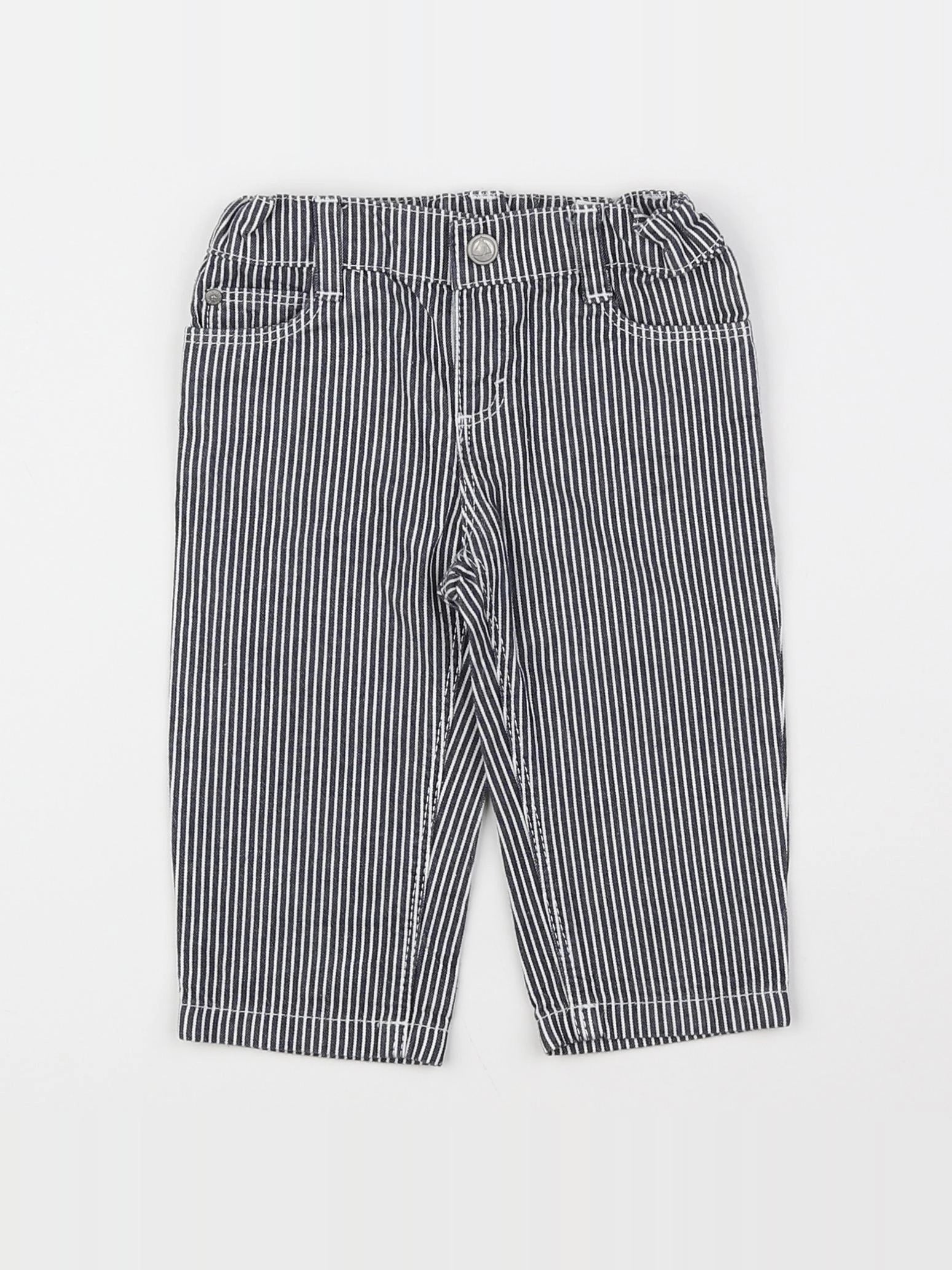 Petit Bateau - pantalon blanc, gris - 6 mois