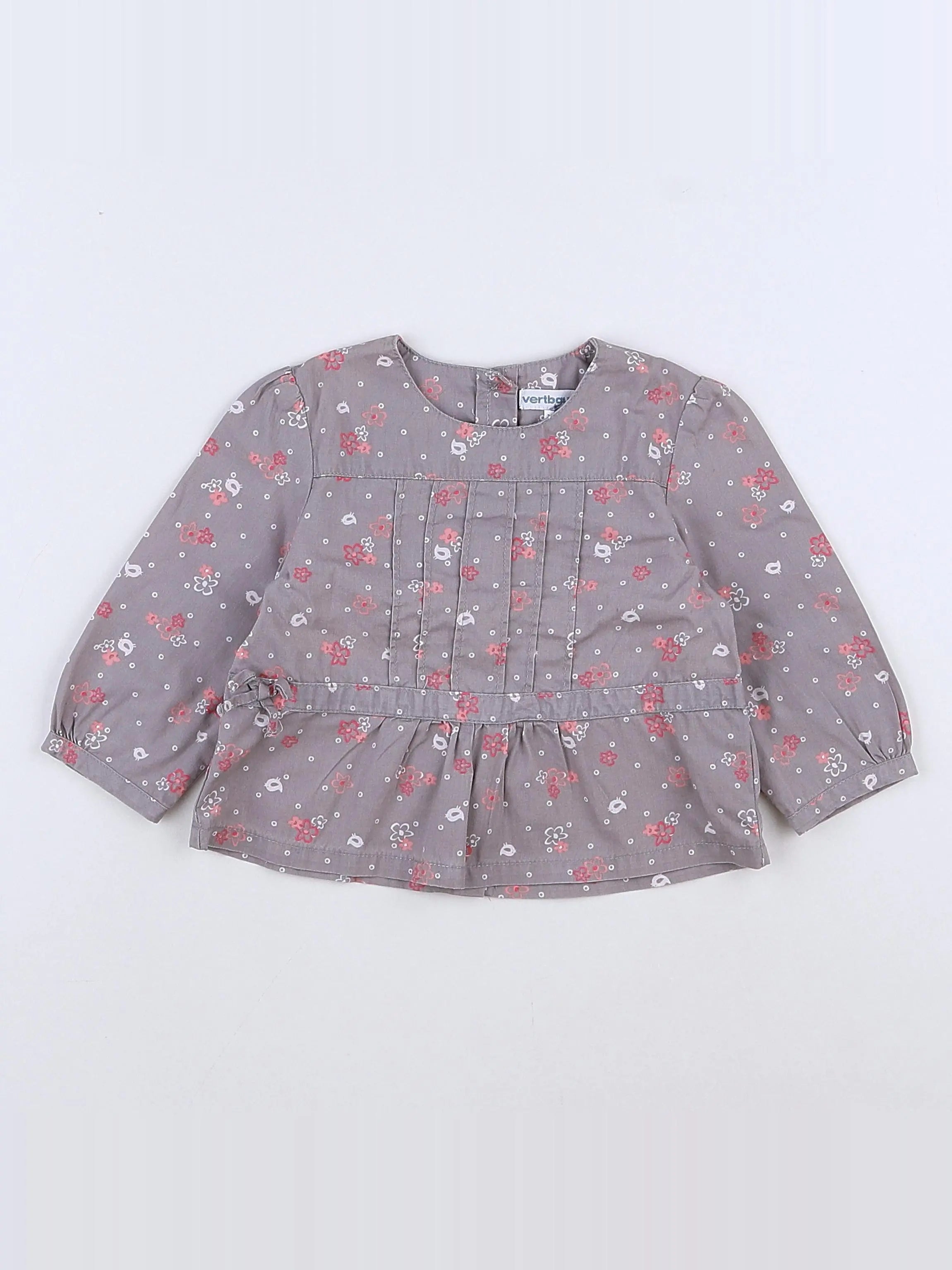 Vertbaudet - blouse gris, rose - 9 mois