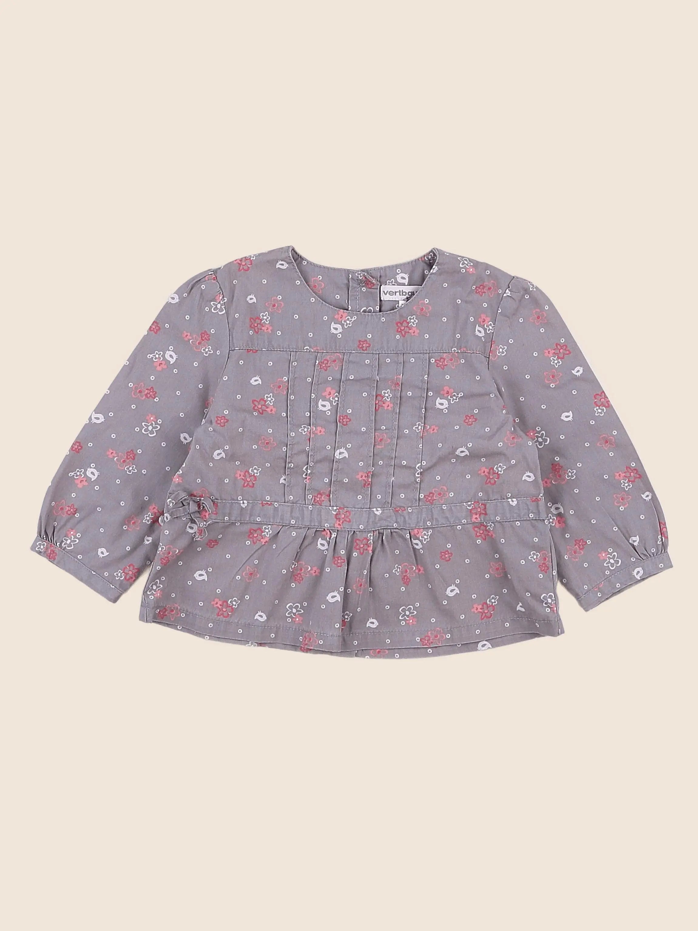 Vertbaudet - blouse gris, rose - 9 mois