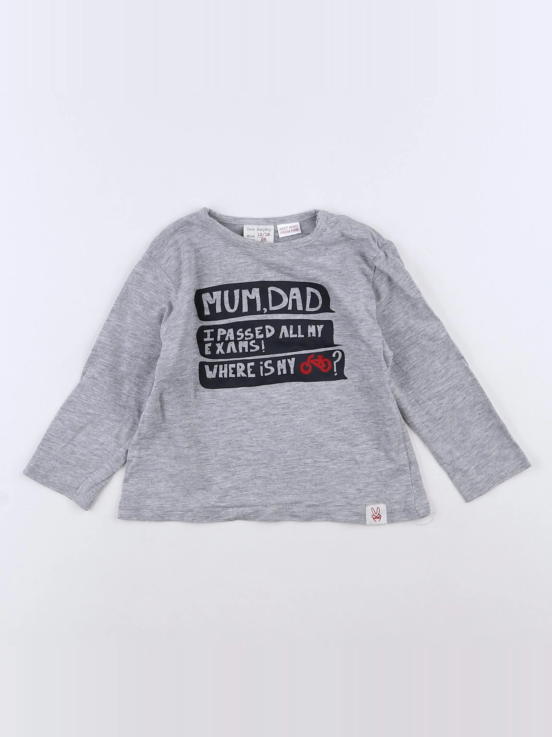 Zara - tee-shirt gris - 12 mois