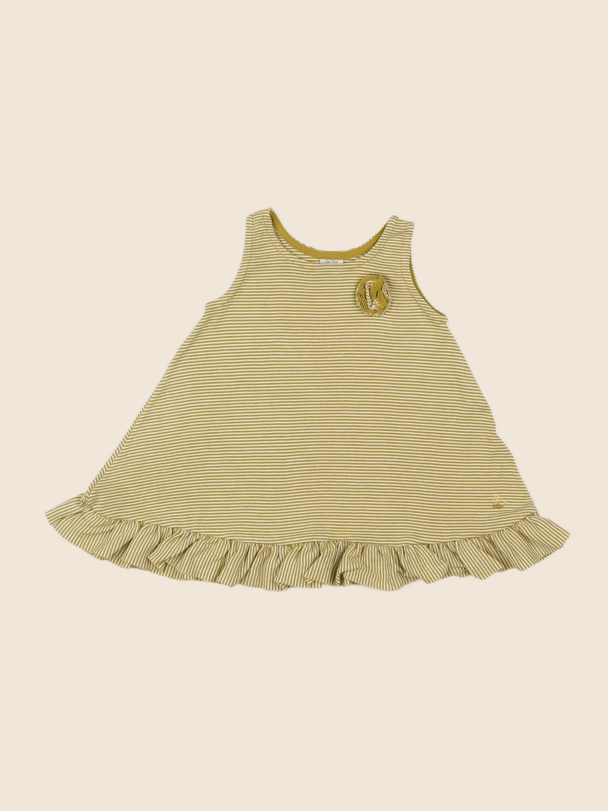 Petit Bateau - robe jaune, blanc - 12 mois