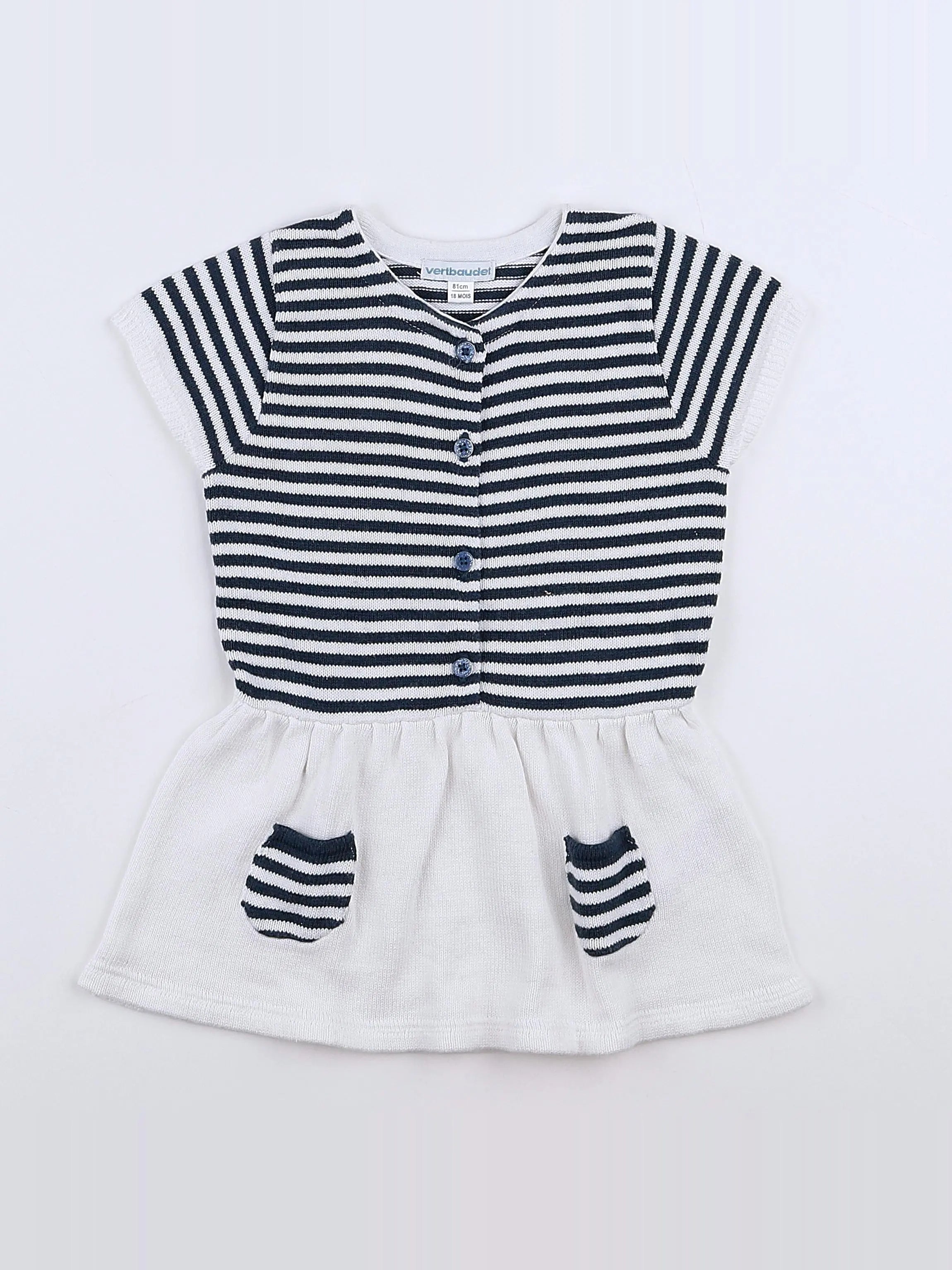 Vertbaudet - robe blanc, gris - 18 mois