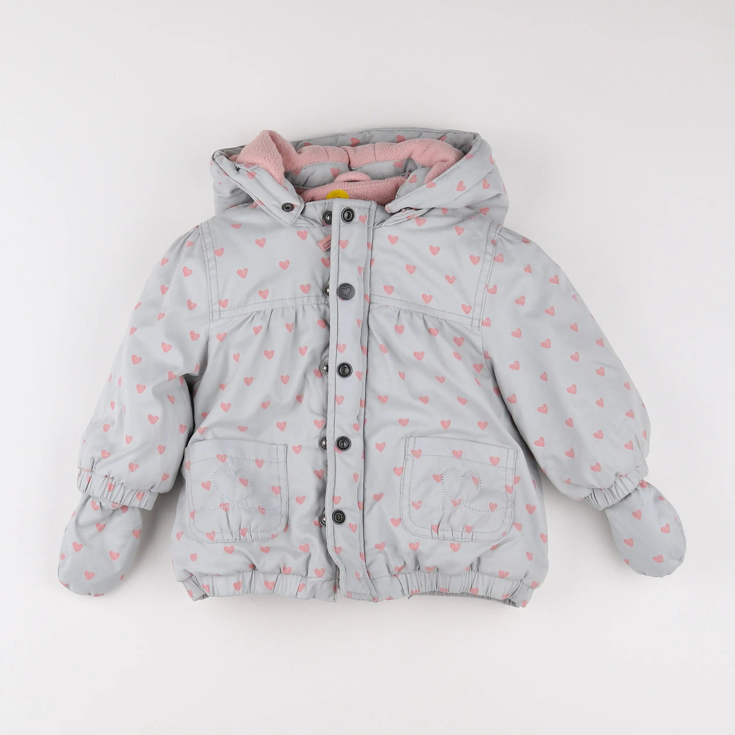 Vertbaudet - parka gris, rose - 12 mois